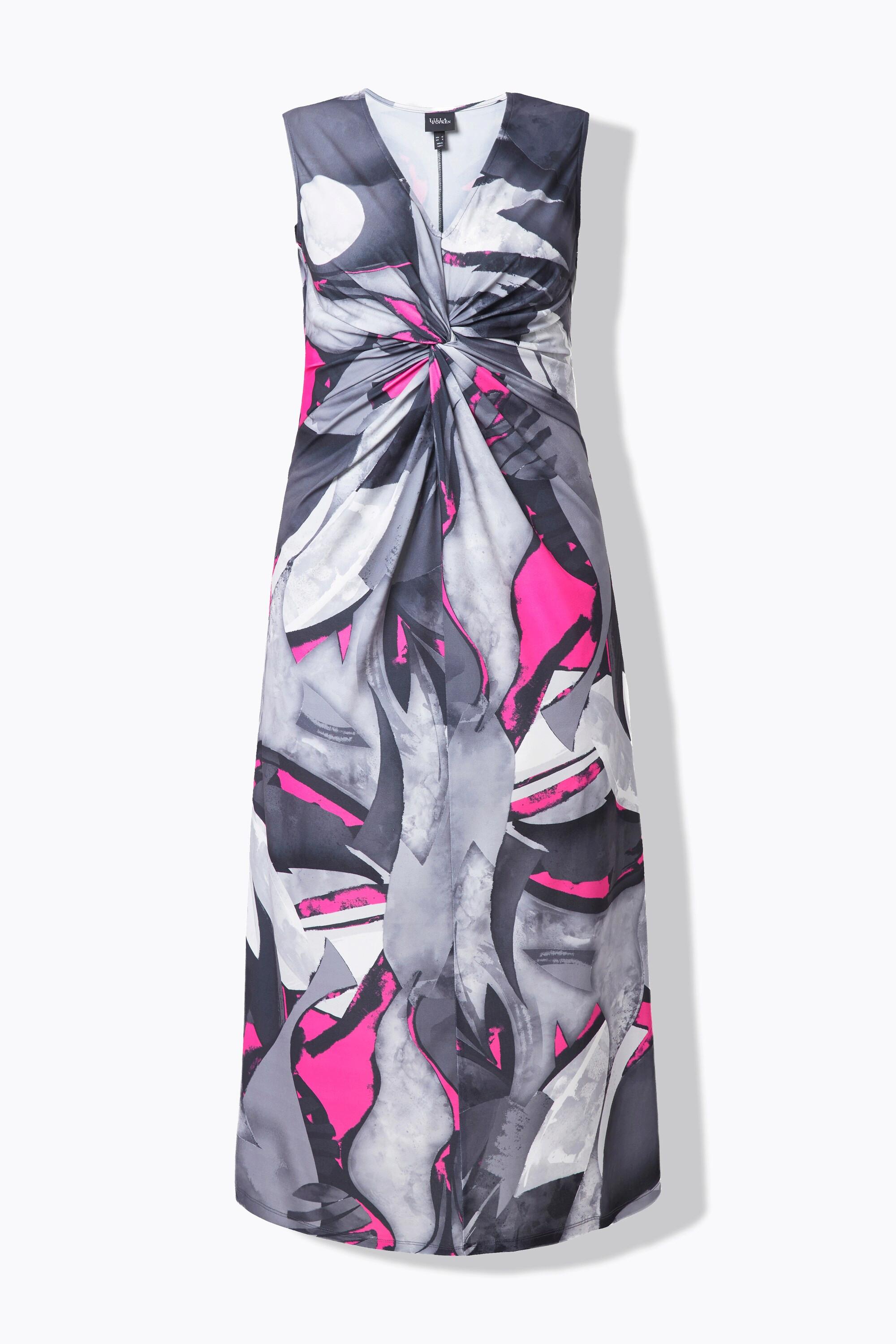 Ulla Popken Gemustertes Jersey Maxikleid mit Drapierung