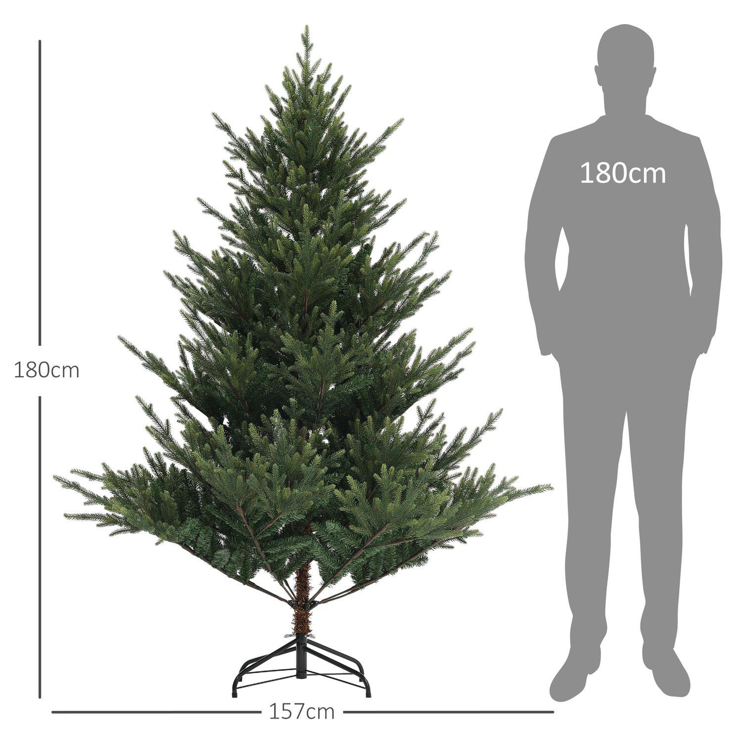 Northio Künstlicher Weihnachtsbaum, 180 cm Christbaum mit 1046 Spitzen, Stahlständer, schwer entflammbar, für Weihnachten Deko, Indoor, Grün