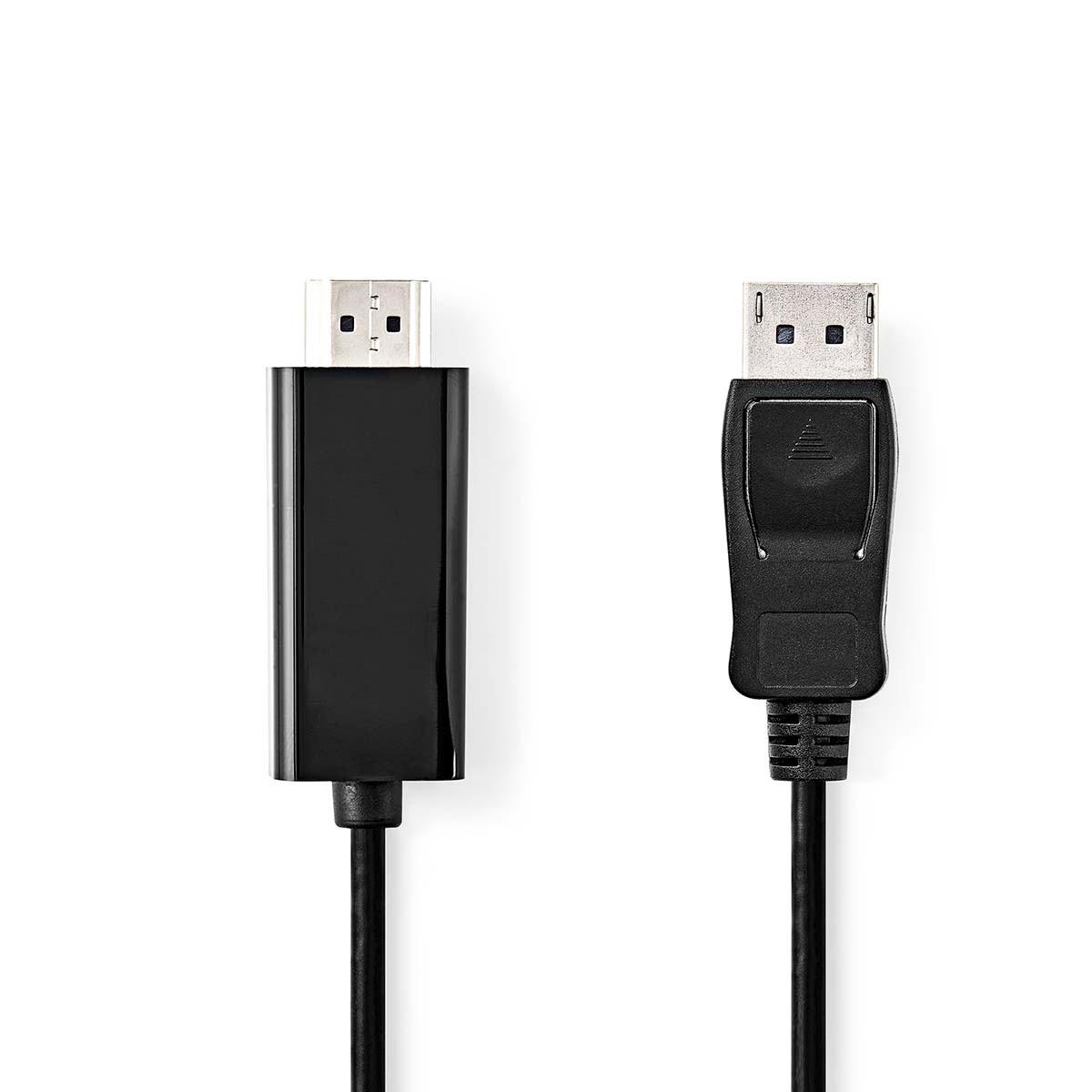 Nedis Displayport-Kabel | DisplayPort-Stecker | HDMI™-Anschluss | 4K@30Hz | Vernickelt | 2,00 m | Rund | PVC | Schwarz | Box