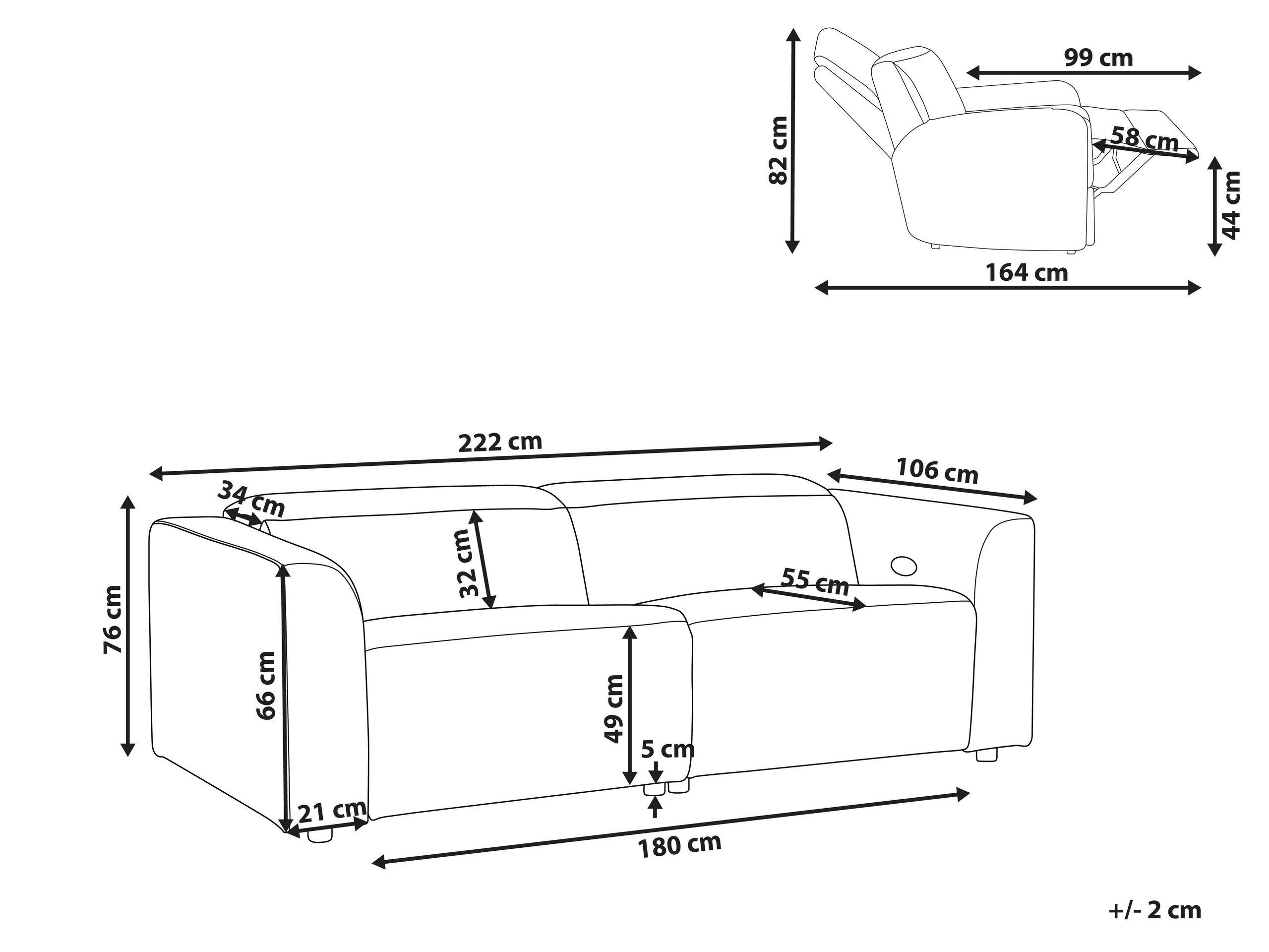 Beliani 2 Sitzer Sofa aus Cord Modern ULVEN