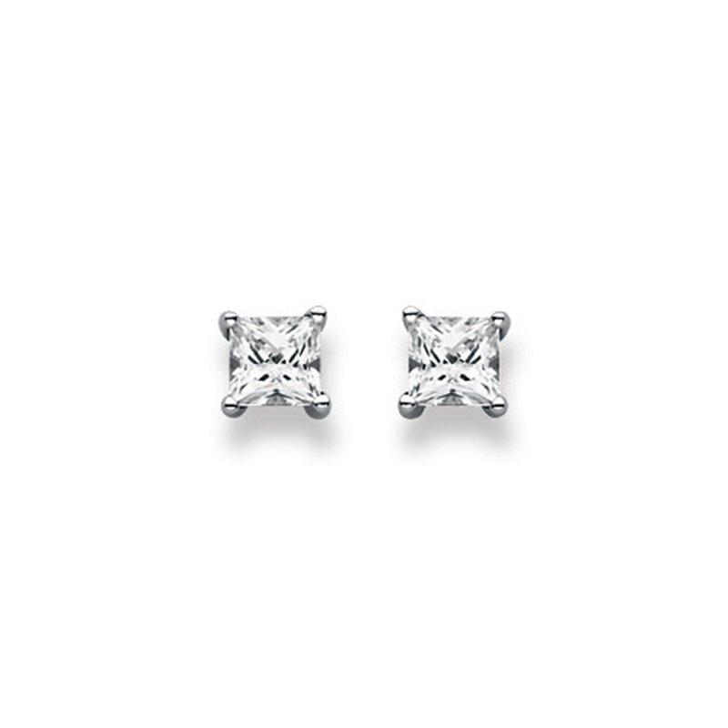 MUAU Schmuck Ohrstecker Weissgold 750 Zirkonia 5mm