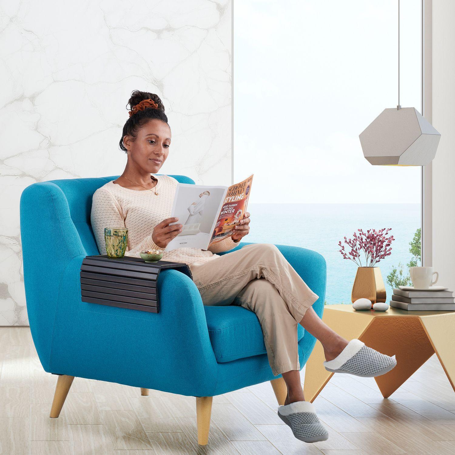 B2X Sofatablett aus dunkelbraunem Bambus