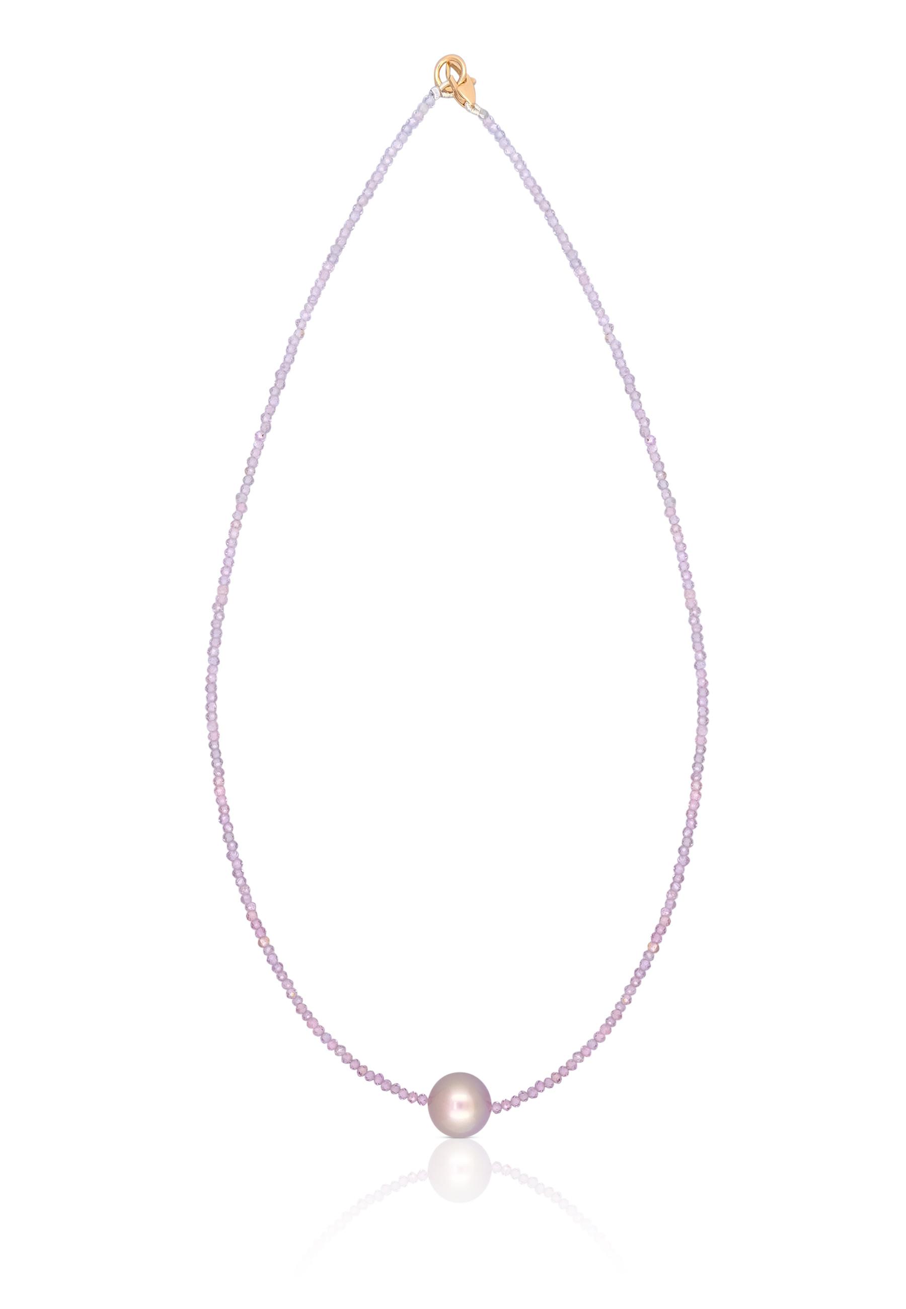 MUAU Schmuck Collier Roségold 750 Süsswasserperle 10-11mm Spinell