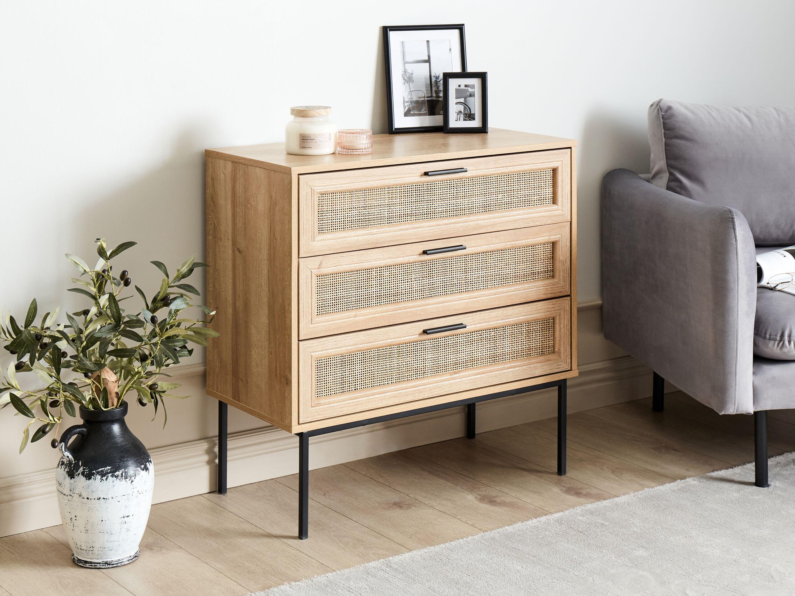 Beliani Kommode mit 3 Schubladen aus Faserplatte Boho PASCO