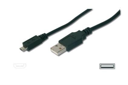 Assmann Electronic USB 2.0 Anschlusskabel, Typ A - micro B St/St, 3.0m, USB 2.0 konform, sw