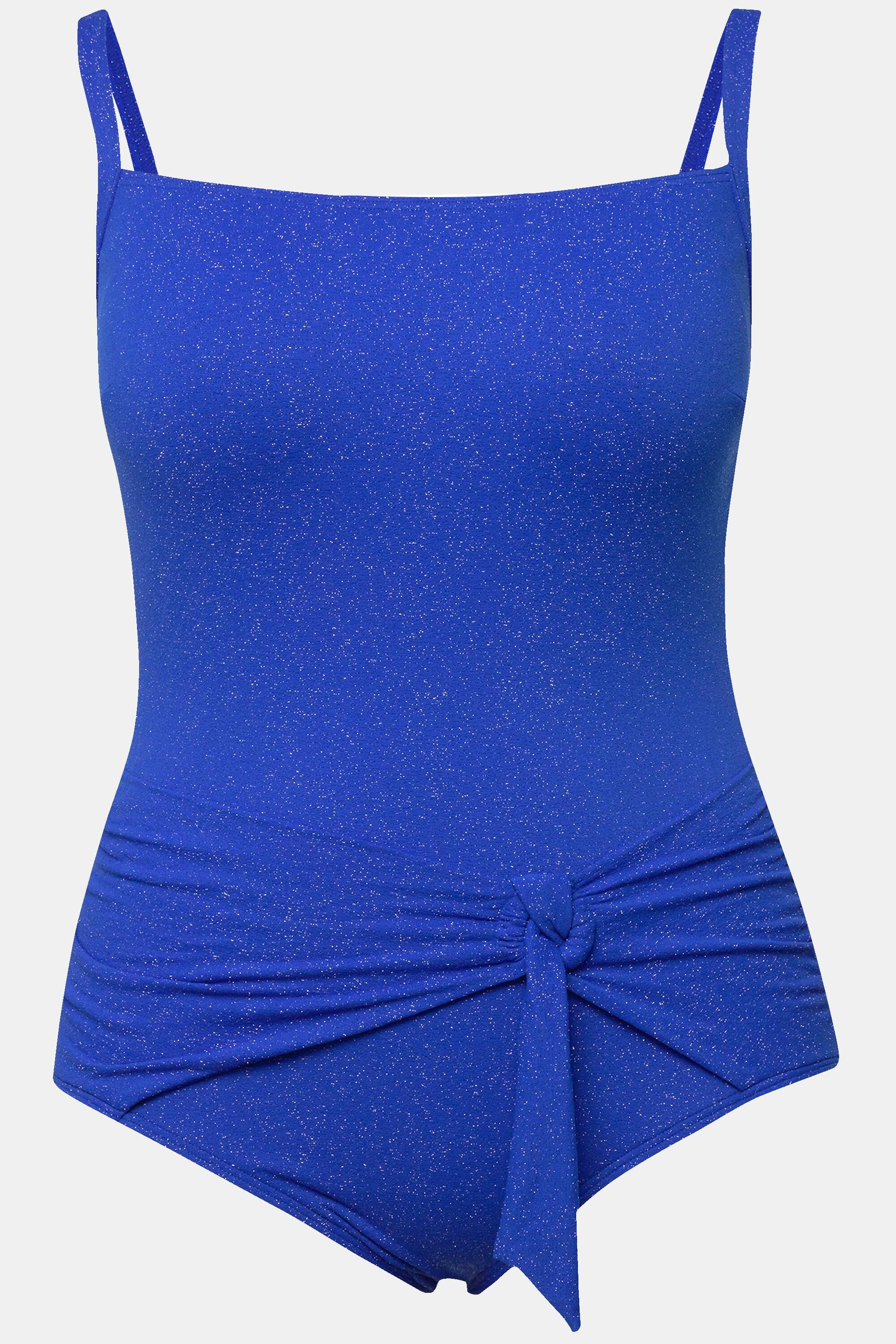 Ulla Popken Badeanzug, Glitter, Struktur, Softcups, Wickeloptik