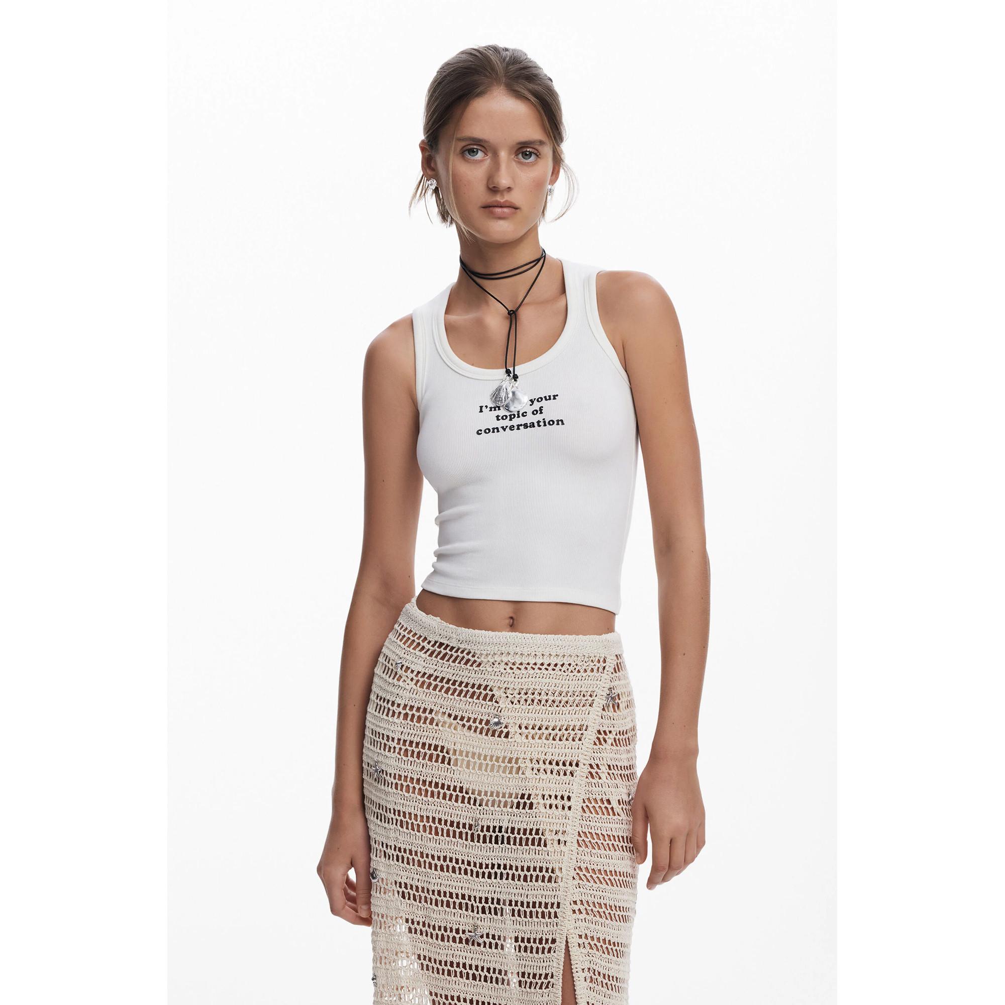 Desigual Ärmelloses Slim Fit T-Shirt mit Rundhalsausschnitt