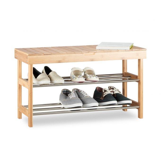 B2X Schuhregal aus Bambus mit Sitzfläche