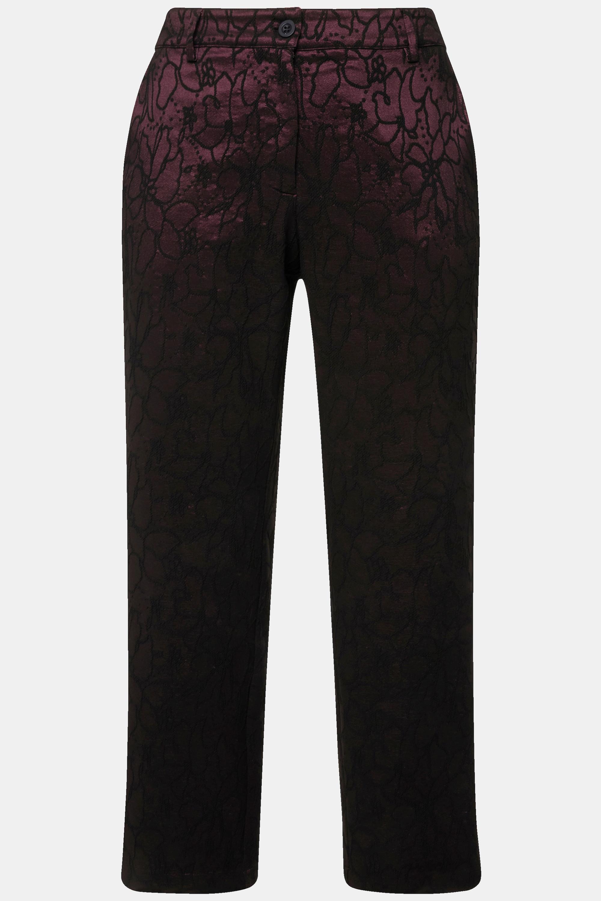 Ulla Popken Jacquard Hose Florales Design Schmales Bein