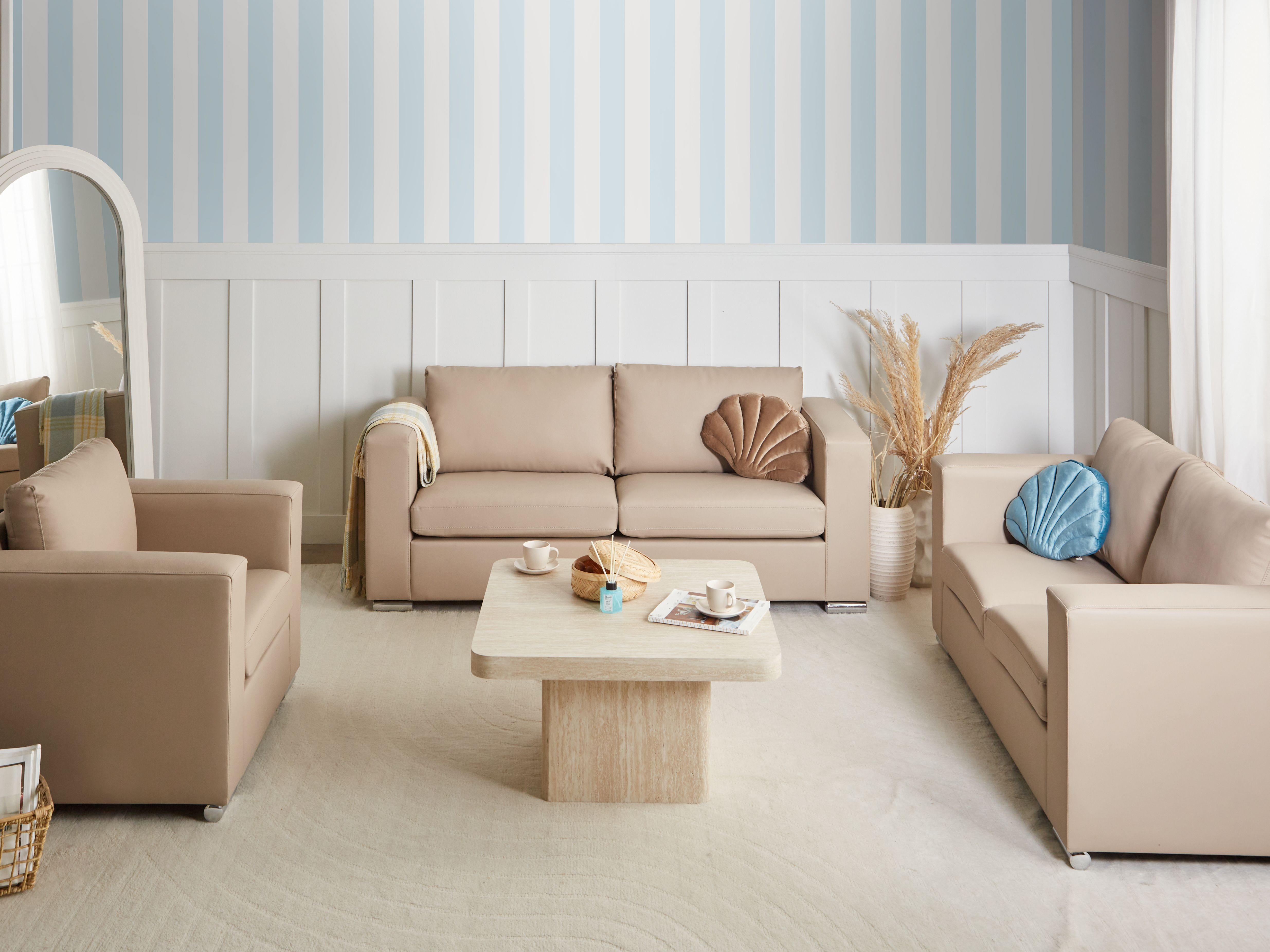 Beliani 3 Sitzer Sofa aus Spaltleder Industriell HELSINKI