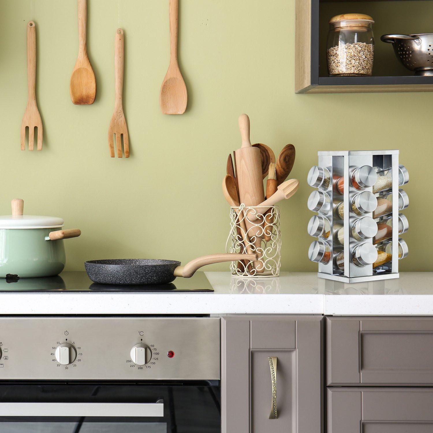 Northio Gewürzregal mit 16-tlg. Gläser