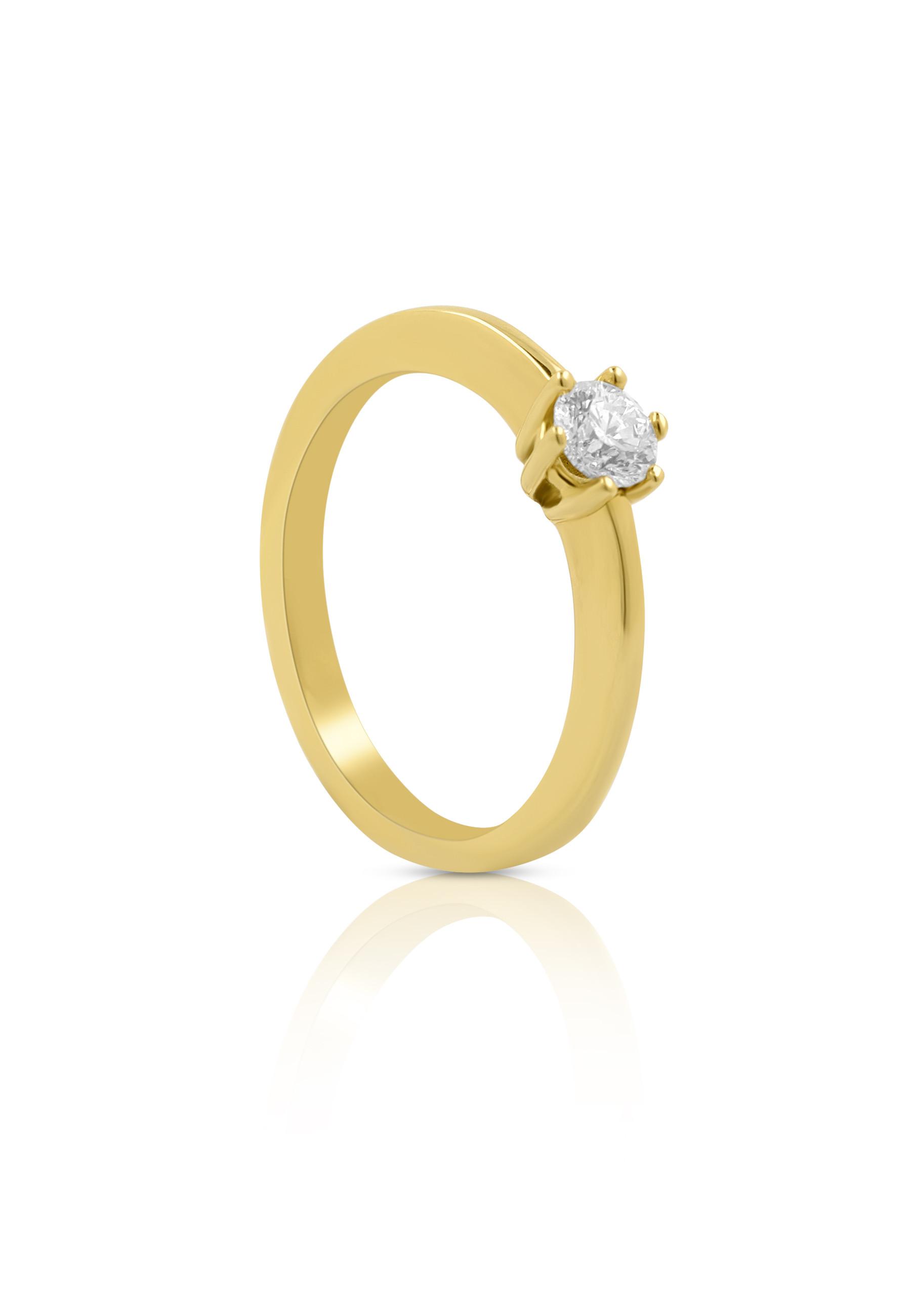 MUAU Schmuck Solitaire Ring Diamant 0.30ct. Gelbgold 750