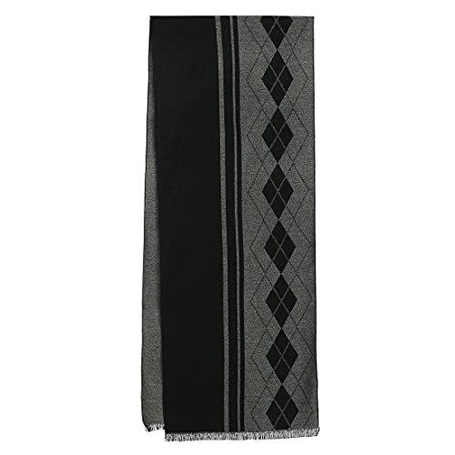 Only-bags.store Schal Warm und weich Winterschal Schal gestrickt kariert Winter lange Schals Grau Schwarz