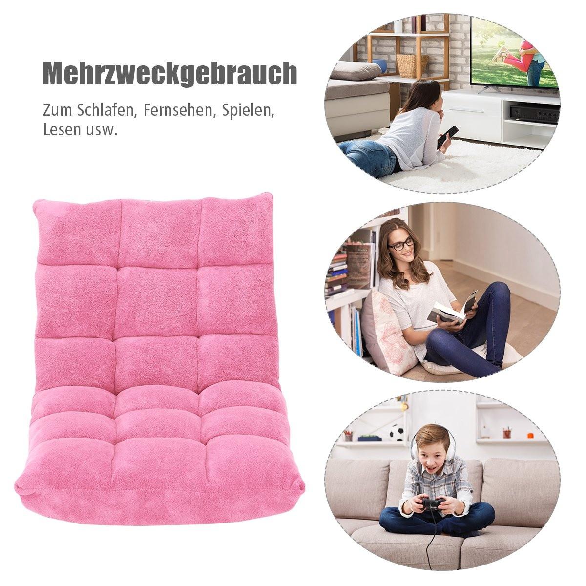B2X Bodenstuhl Faltbares Lazy Sofa Faul Tatami Bodenkissen Schwarz/Grau/Kaffeebraun-Rosa