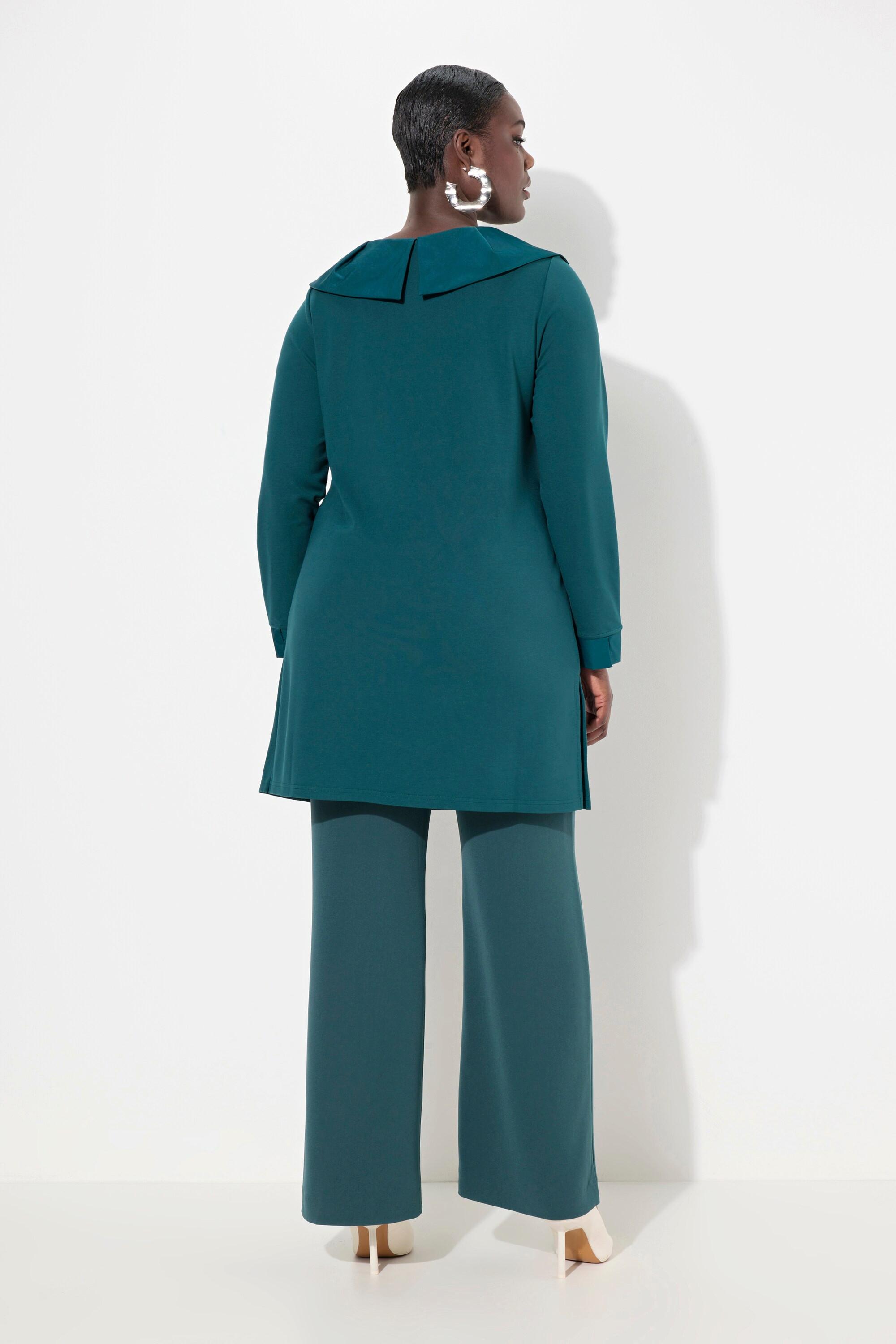 Ulla Popken Sweatshirt, Taftkragen, Punto-di-Roma, Langarm