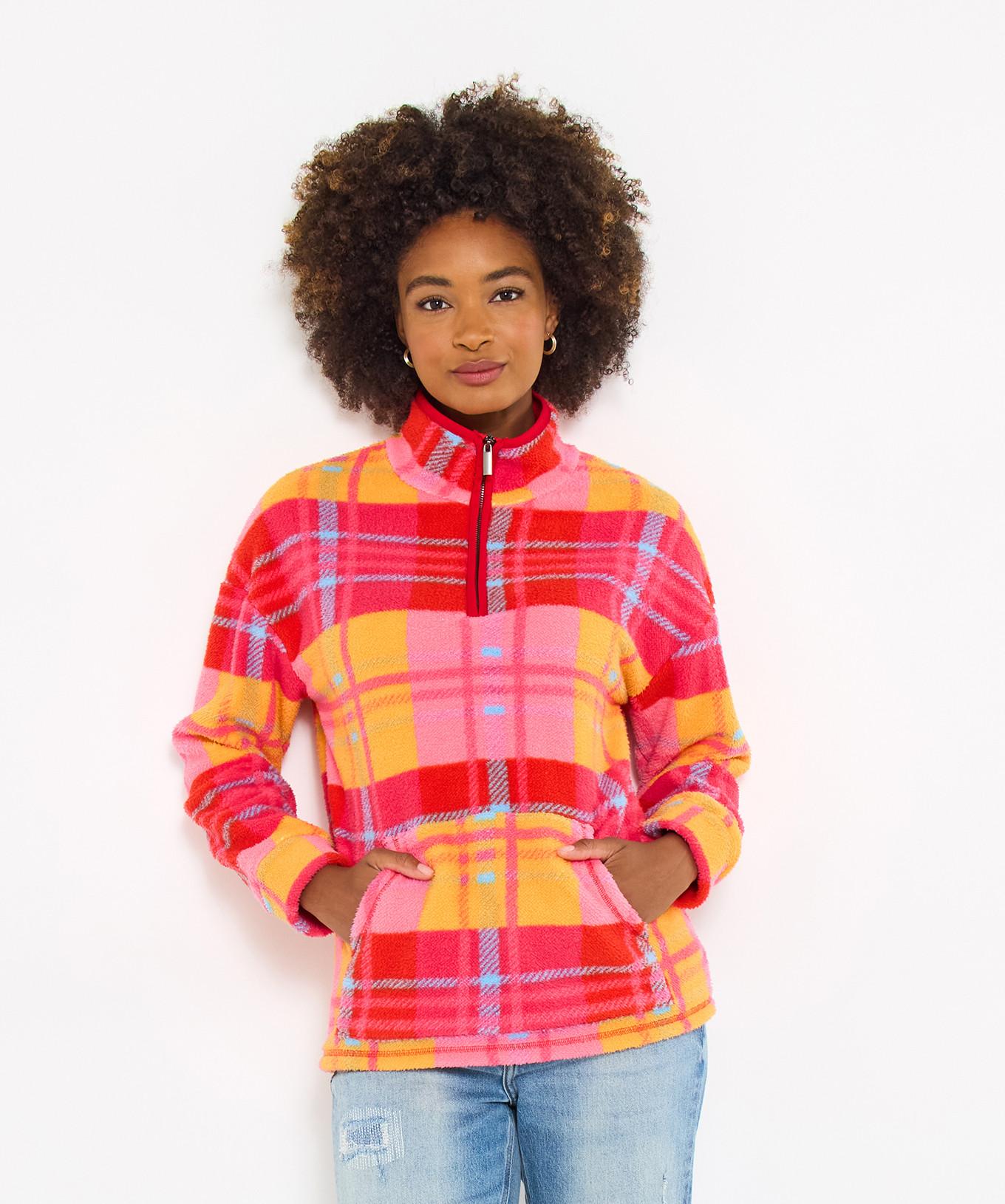 Joe Browns Fleece mit Karomuster und halbem Reißverschluss