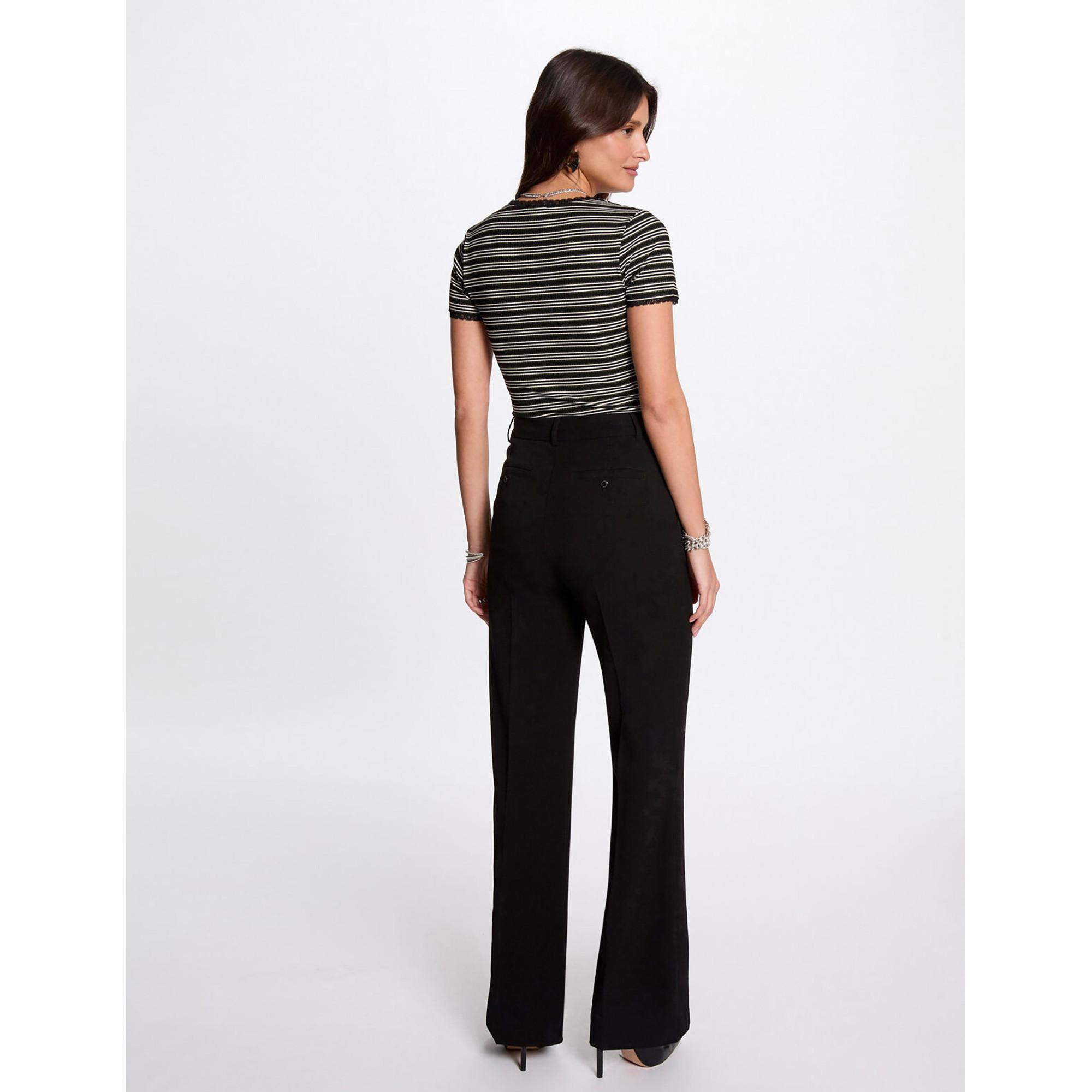 MORGAN Gestreiftes Kurzarm T-Shirt mit Spitzenbesatz