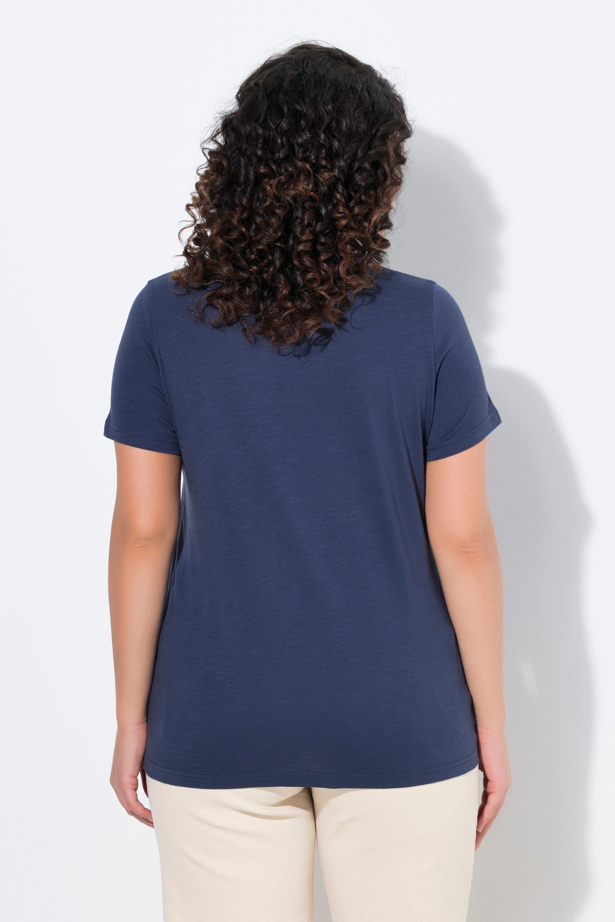 Ulla Popken T-Shirt Stickerei Rundhals Halbarm