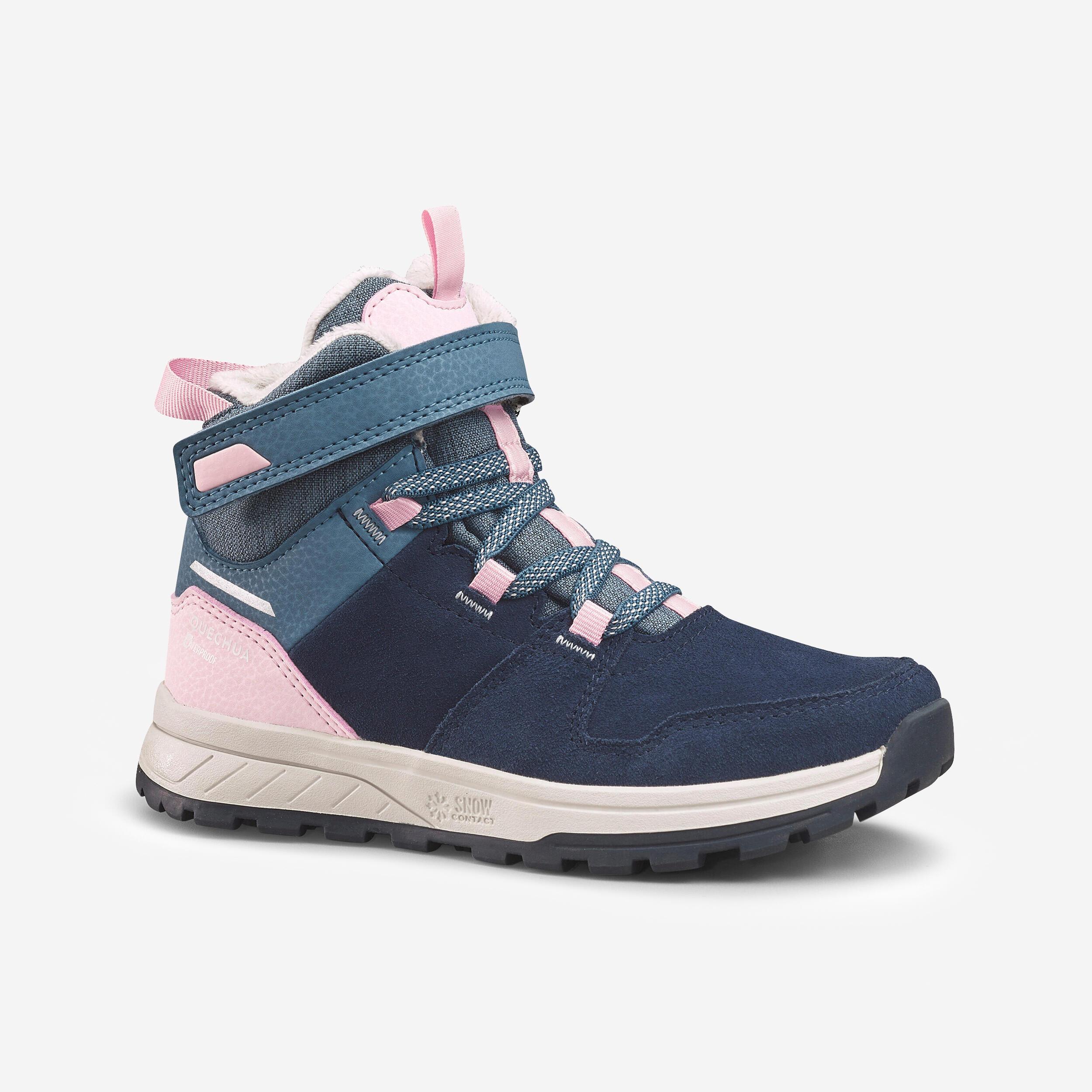 QUECHUA Winterschuhe Kinder Leder Klett warm wasserdicht - SH500