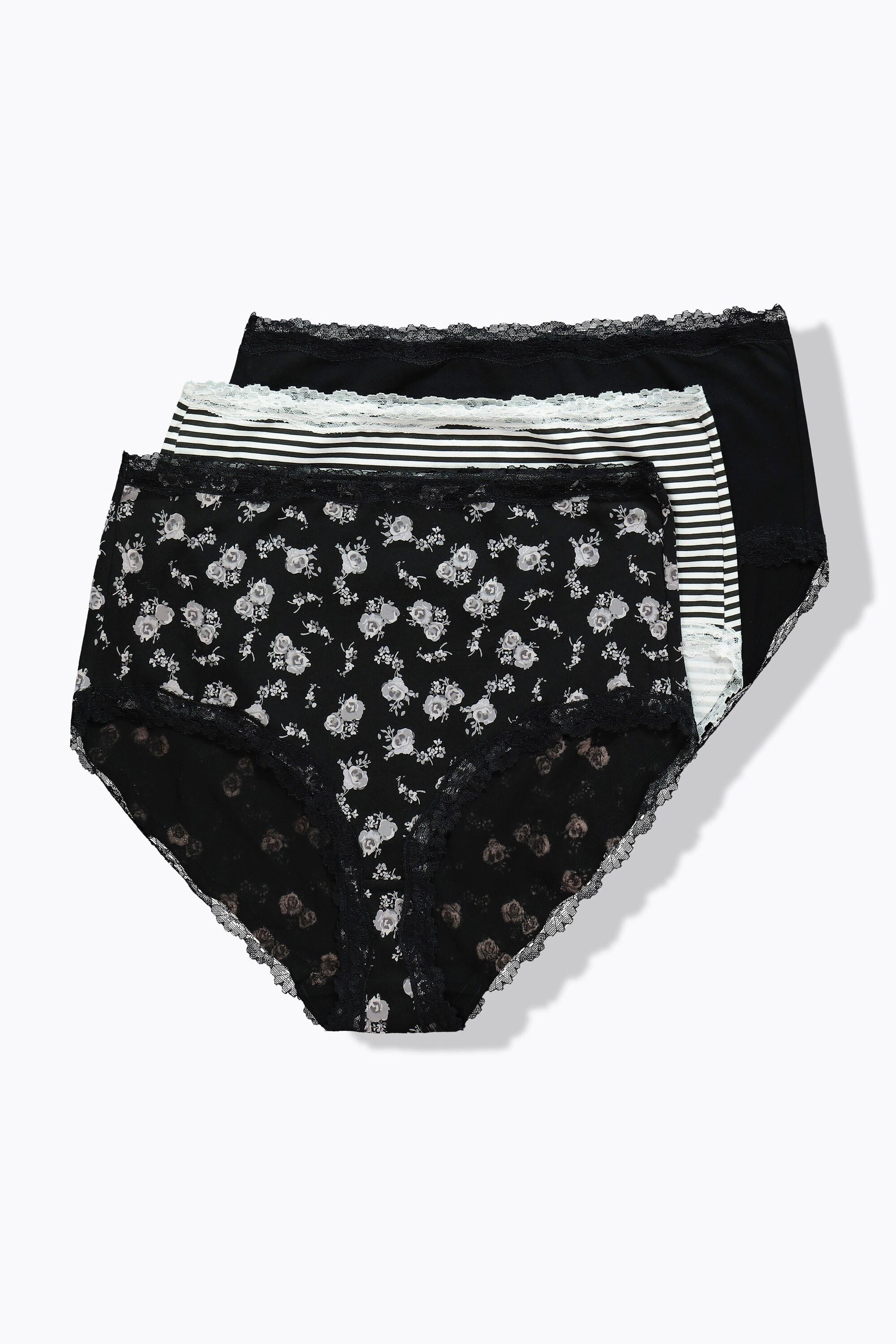 Ulla Popken Maxislips, 3er-Pack, Spitzenkanten