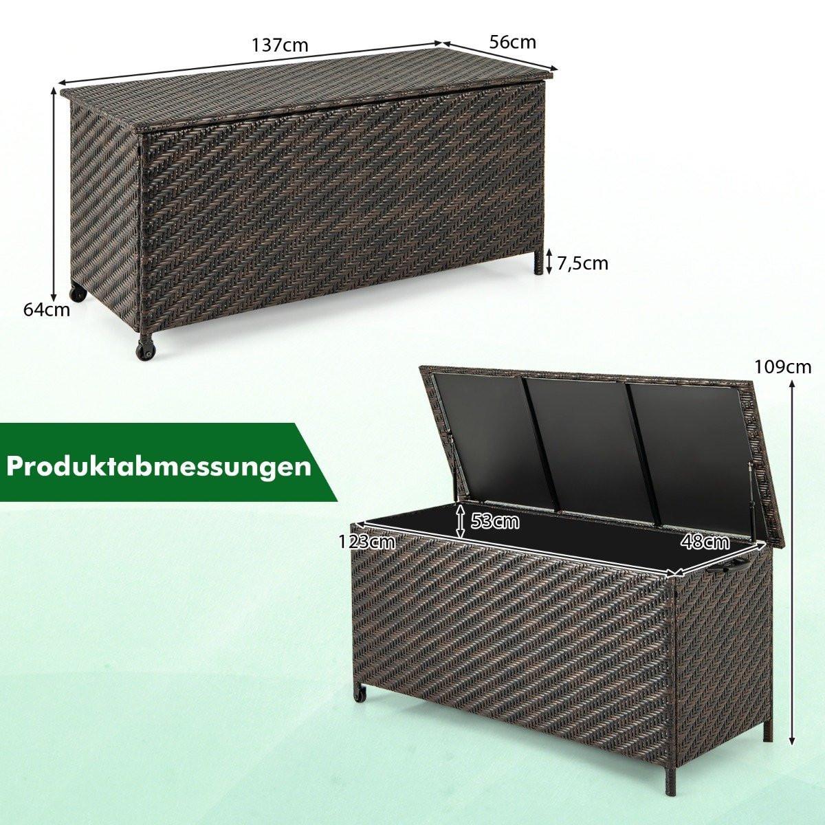 Northio Auflagenbox mit Rollen & 320 L Kapazität Wasserdichte Kissenbox Polyrattan Aufbewahrungsbox