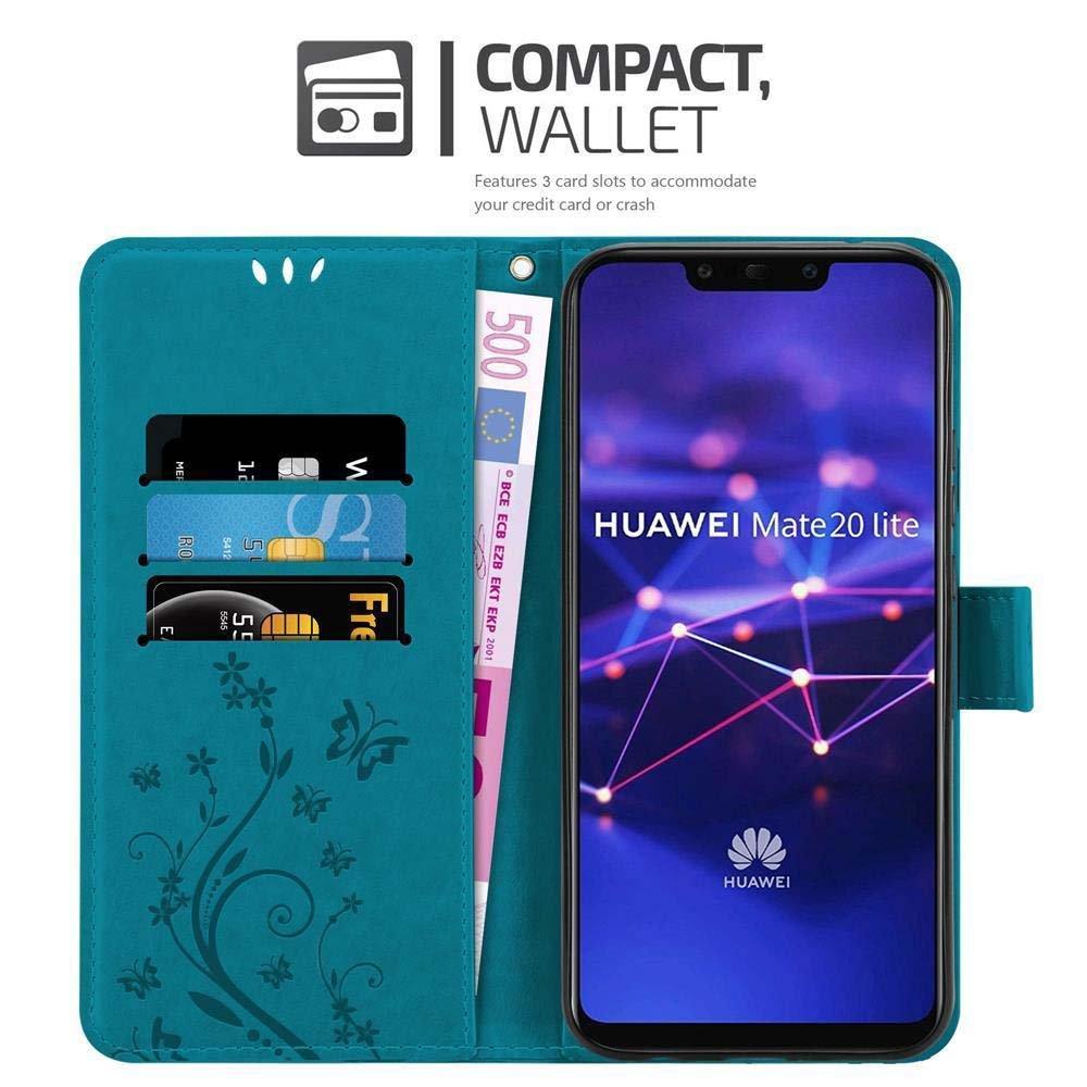 Cadorabo Hülle für Huawei MATE 20 LITE Blumen Design Magnetverschluss