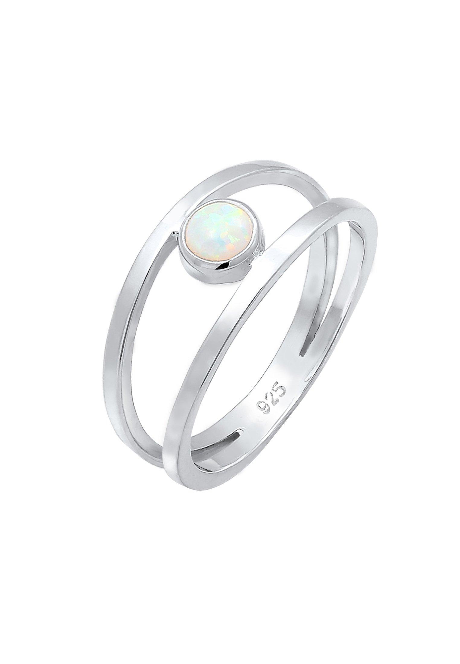 Elli Ring Bandring Zweireihig Synthetischer Opal