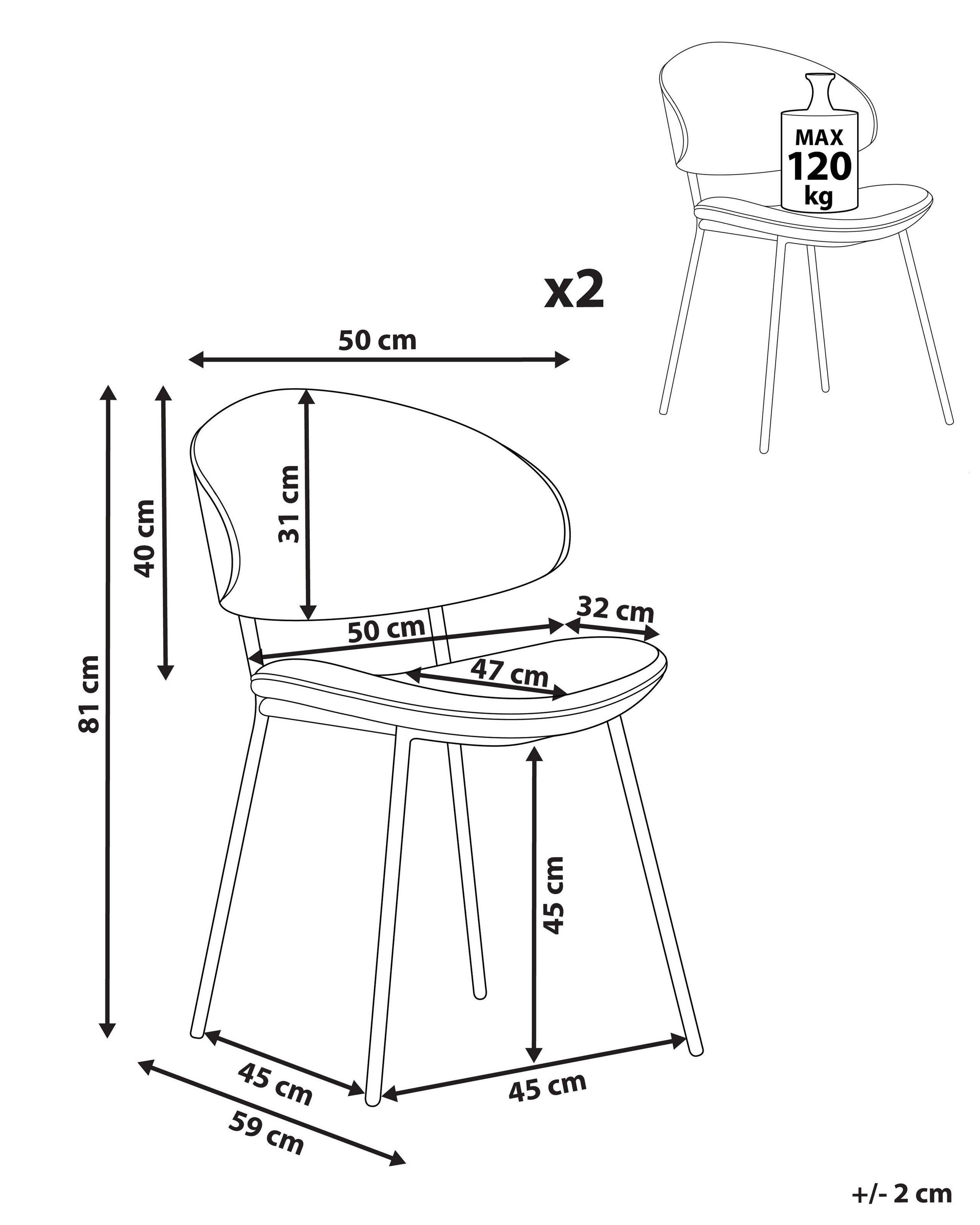 Beliani Esszimmerstuhl 2er Set aus Polyester Modern KIANA