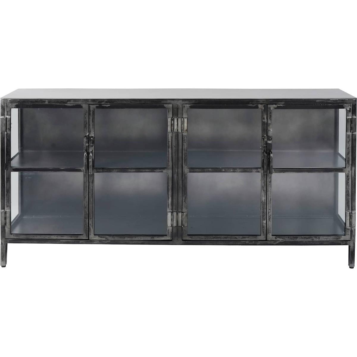 mutoni Sideboard Rift Metall 4 Türen Gun metal