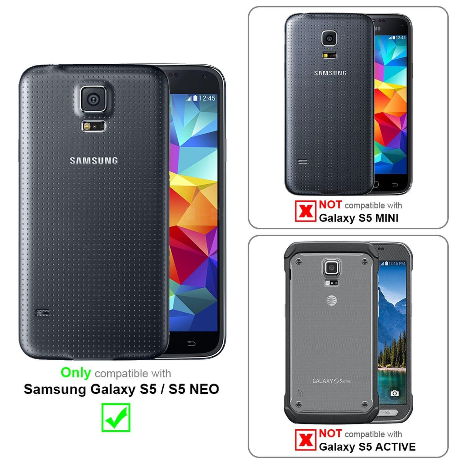 Cadorabo Hülle für Samsung Galaxy S5 / S5 NEO Magnetverschluss, 2 Sichtfenstern