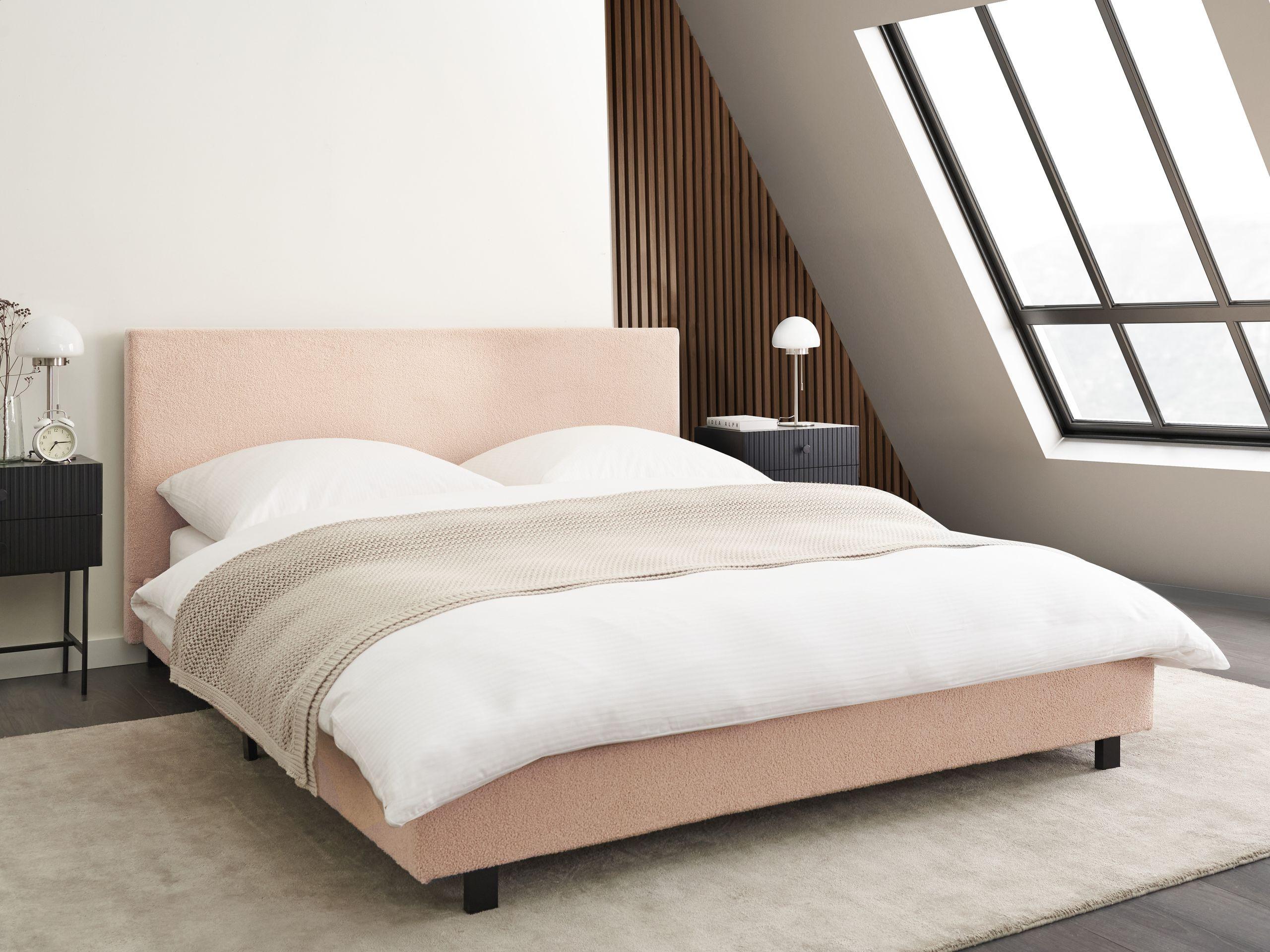 Beliani Bett mit Lattenrost aus Bouclé Landhausstil ALBI