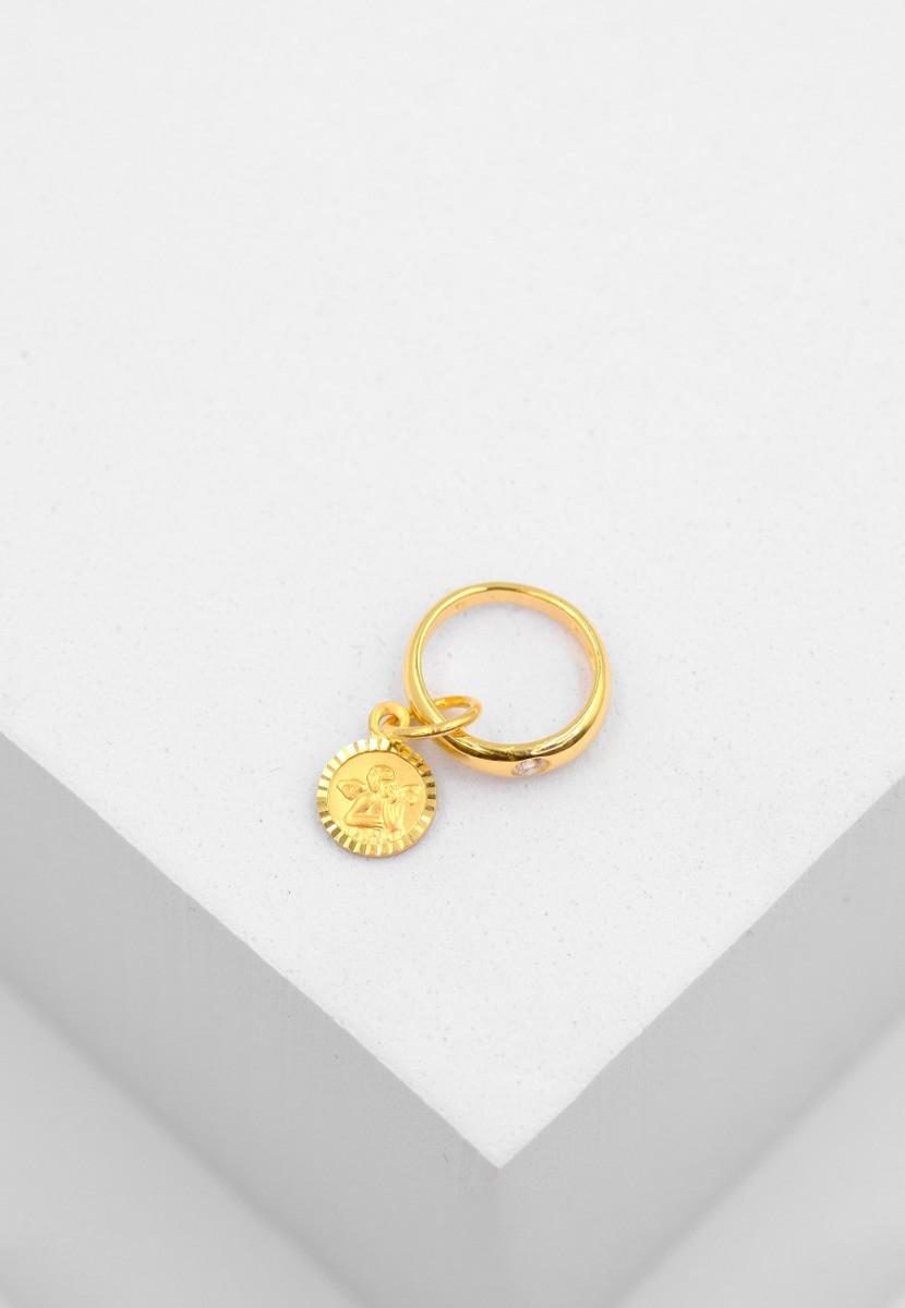 MUAU Schmuck Anhänger Taufring Gelbgold 750 Brillant 0.03ct.