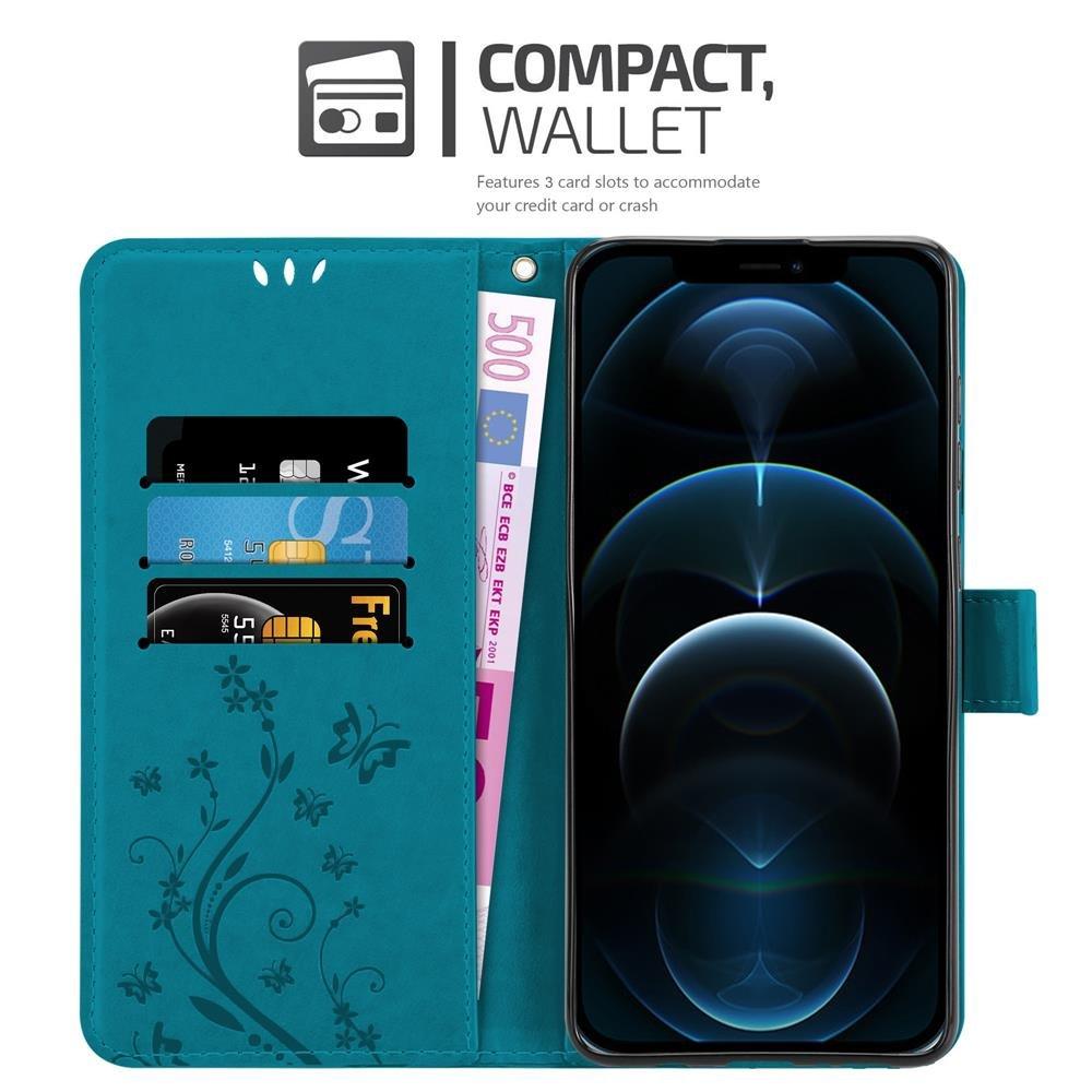 Cadorabo Hülle für Apple iPhone 12 12 PRO Blumen Design Magnetverschluss