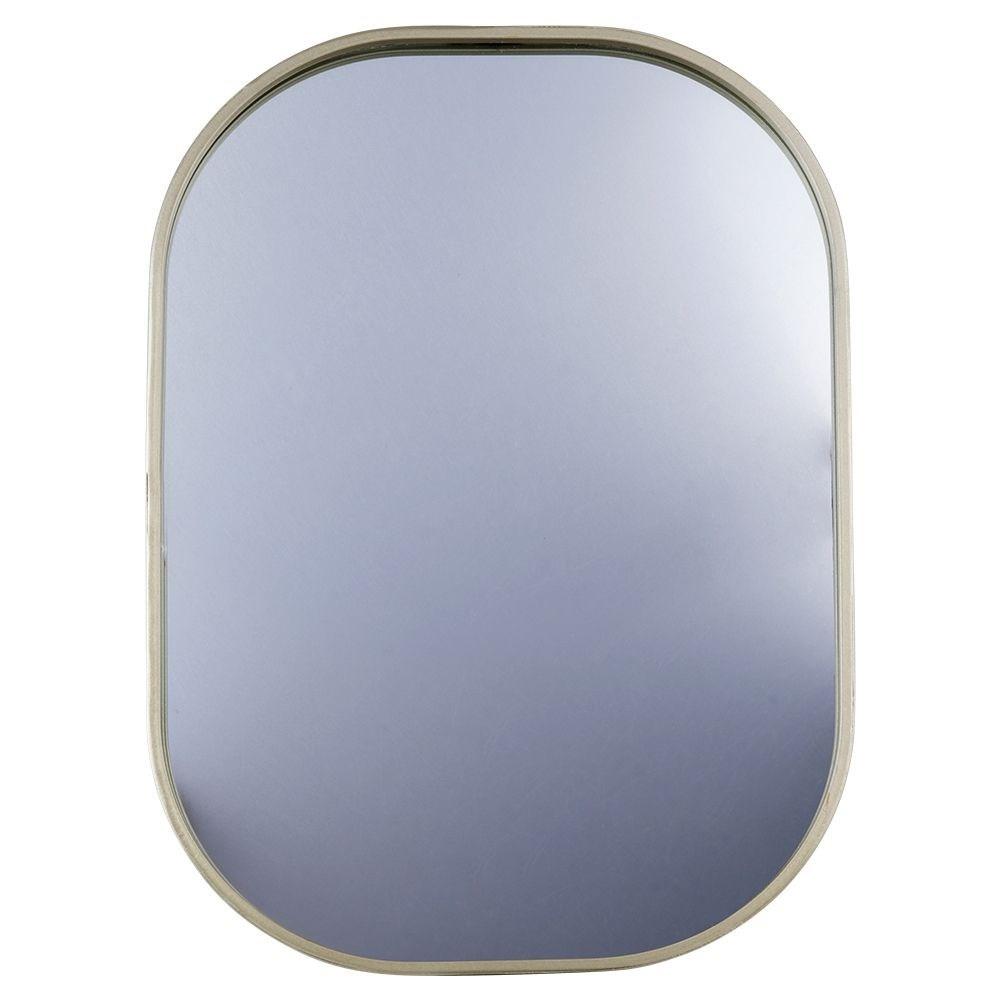 B2X Eleganter ovaler Wandspiegel mit champagnergoldenem Metallrahmen