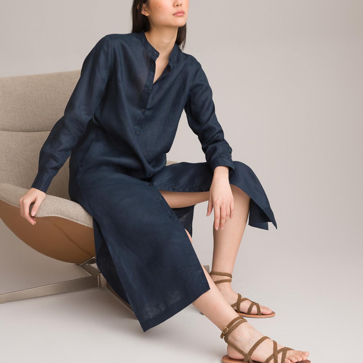 La Redoute Collections Langärmeliges Leinen Maxikleid