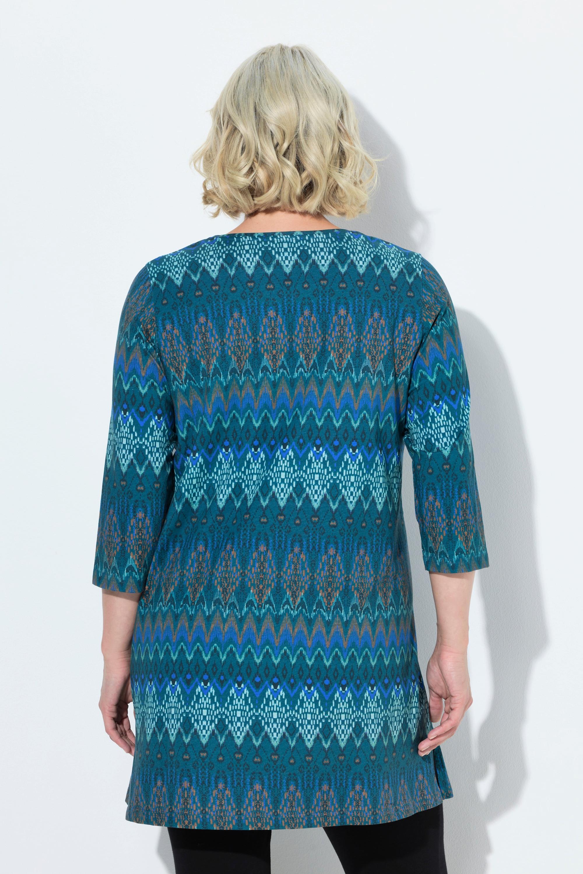 Ulla Popken Longshirt A-Linie Carré-Ausschnitt 3/4-Arm