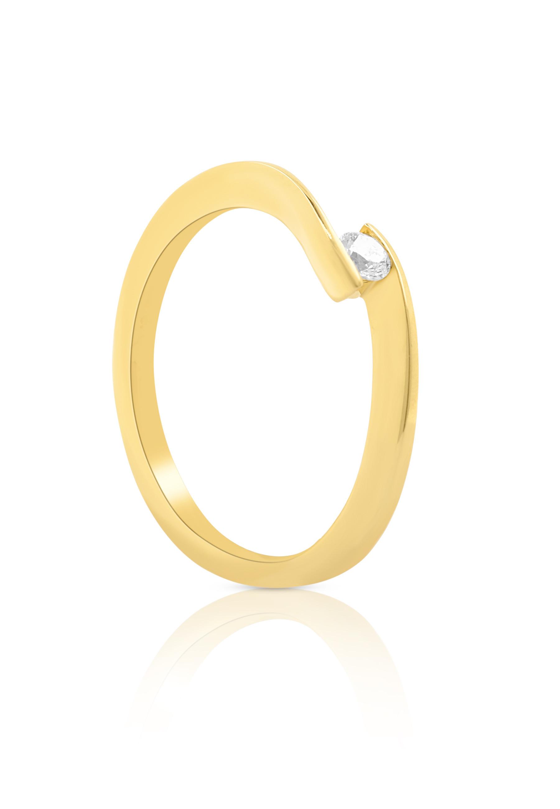 MUAU Schmuck Solitaire Ring Diamant 0.10ct. Gelbgold 750