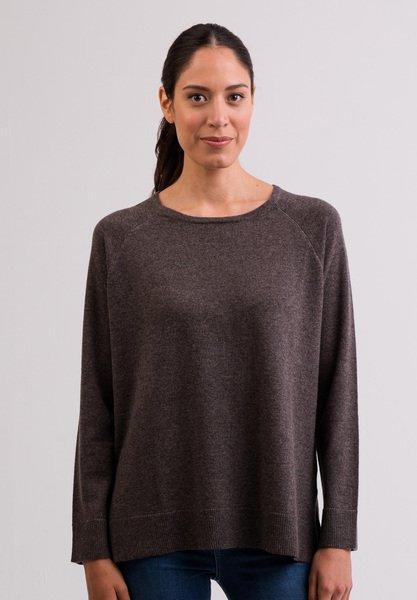 CASH-MERE.CH Kaschmir Rundhals Pullover mit Seitenschlitzen