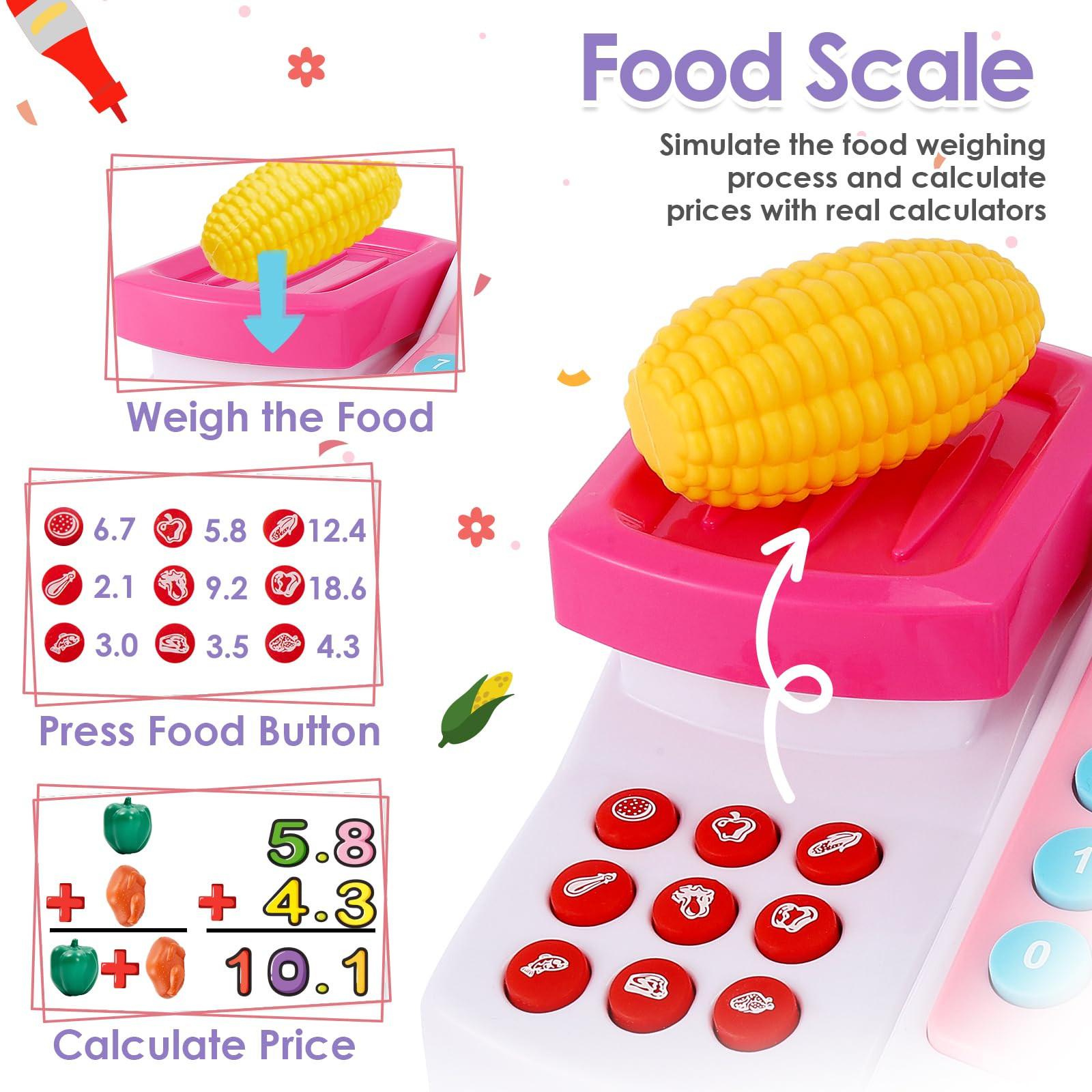 Activity-board Großes Kinder-Kassenspielzeug mit Scanner, Waage, Lautsprechermikrofon, Taschenrechner, Spielkasse mit Licht und Sound, Laden-Zubehör