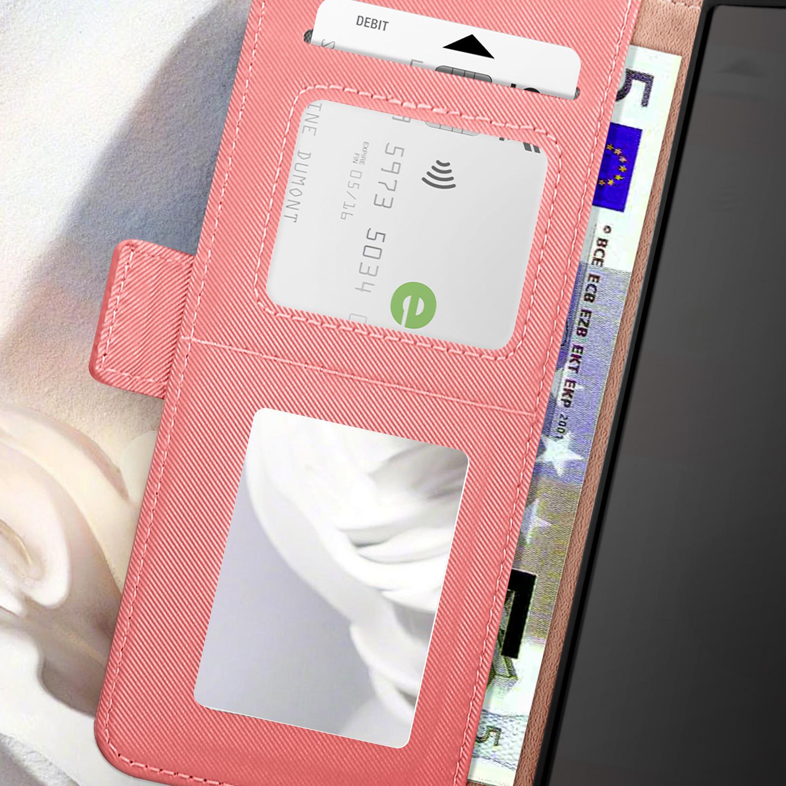 Avizar Samsung S24 Ultra Wallet Hülle Hellrosa