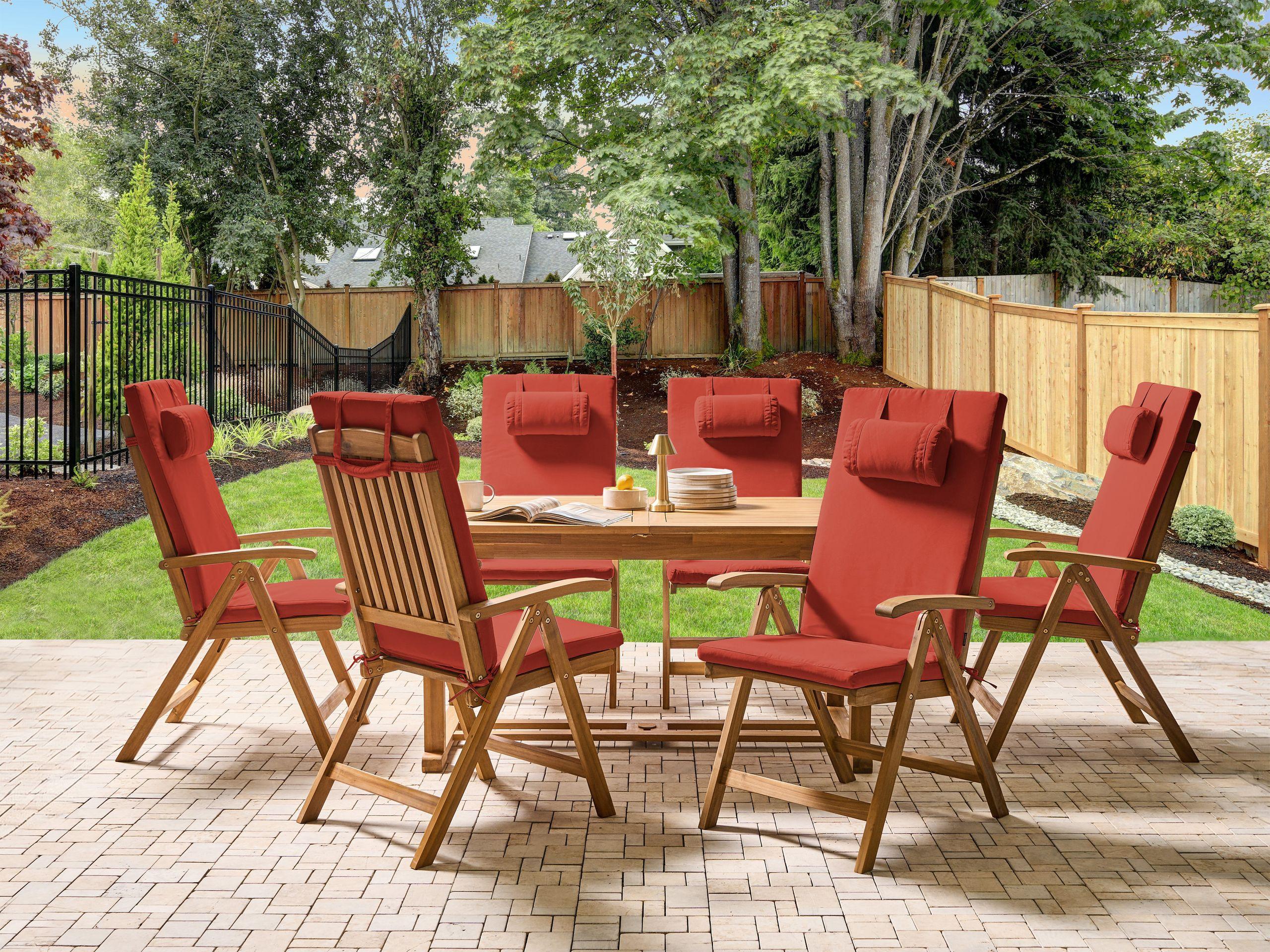 Beliani Gartentisch mit Stühlen aus Akazienholz Rustikal JAVA PREMIUM