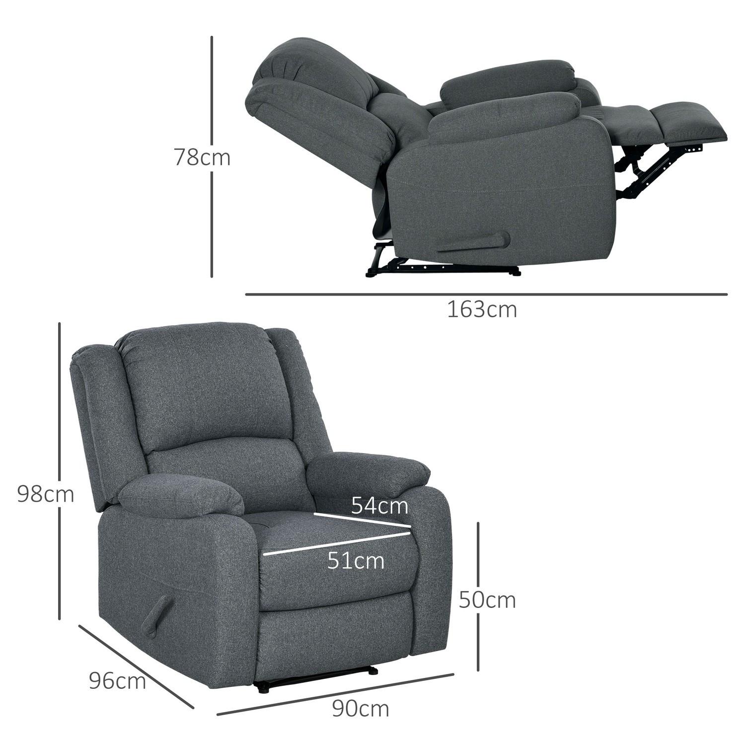 Northio Relaxsessel Manuell, bis 150 kg belastbar, Fernsehsessel mit Liegefunktion, Leinenoptik, TV-Sessel mit Seitengriff, Fußstütze