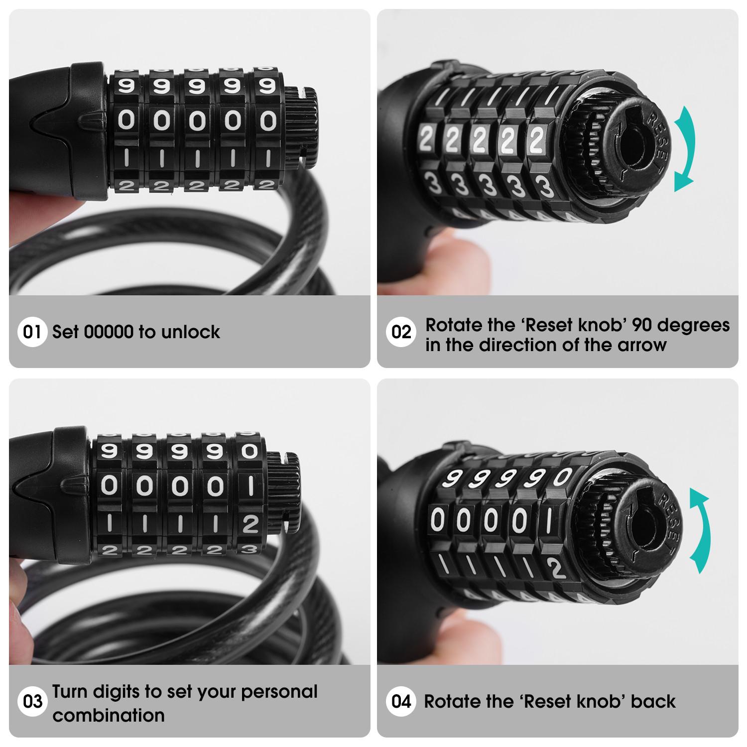 TWHEELS Kettenschloss mit Zahlen in Schwarz