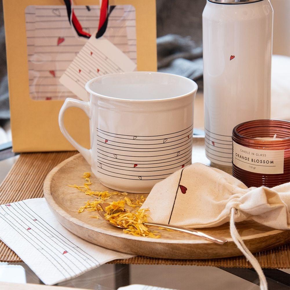 Orion Große Keramiktasse mit Tee-/Kräuterbeutel und flachem Boden