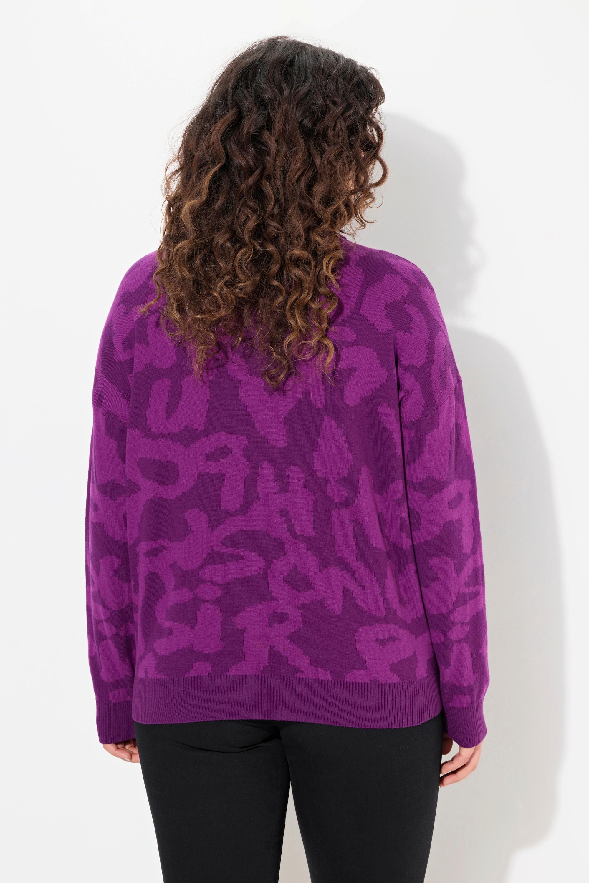 Ulla Popken Pullover, Buchstaben, gerippter Rollkragen, Langarm