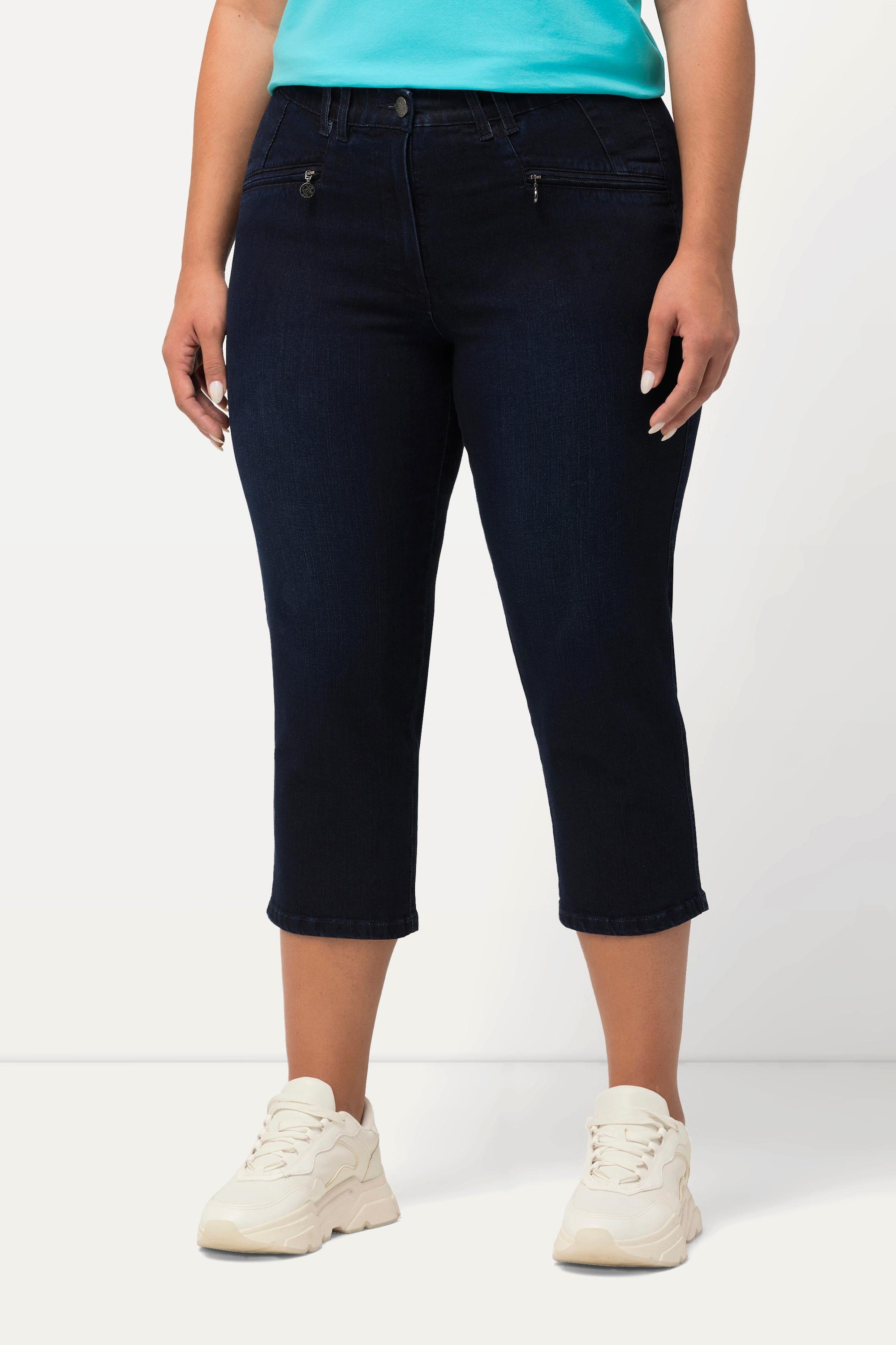 Ulla Popken Mony 7/8 Slim Fit Jeans mit Elastikbund und Reissverschlusstaschen