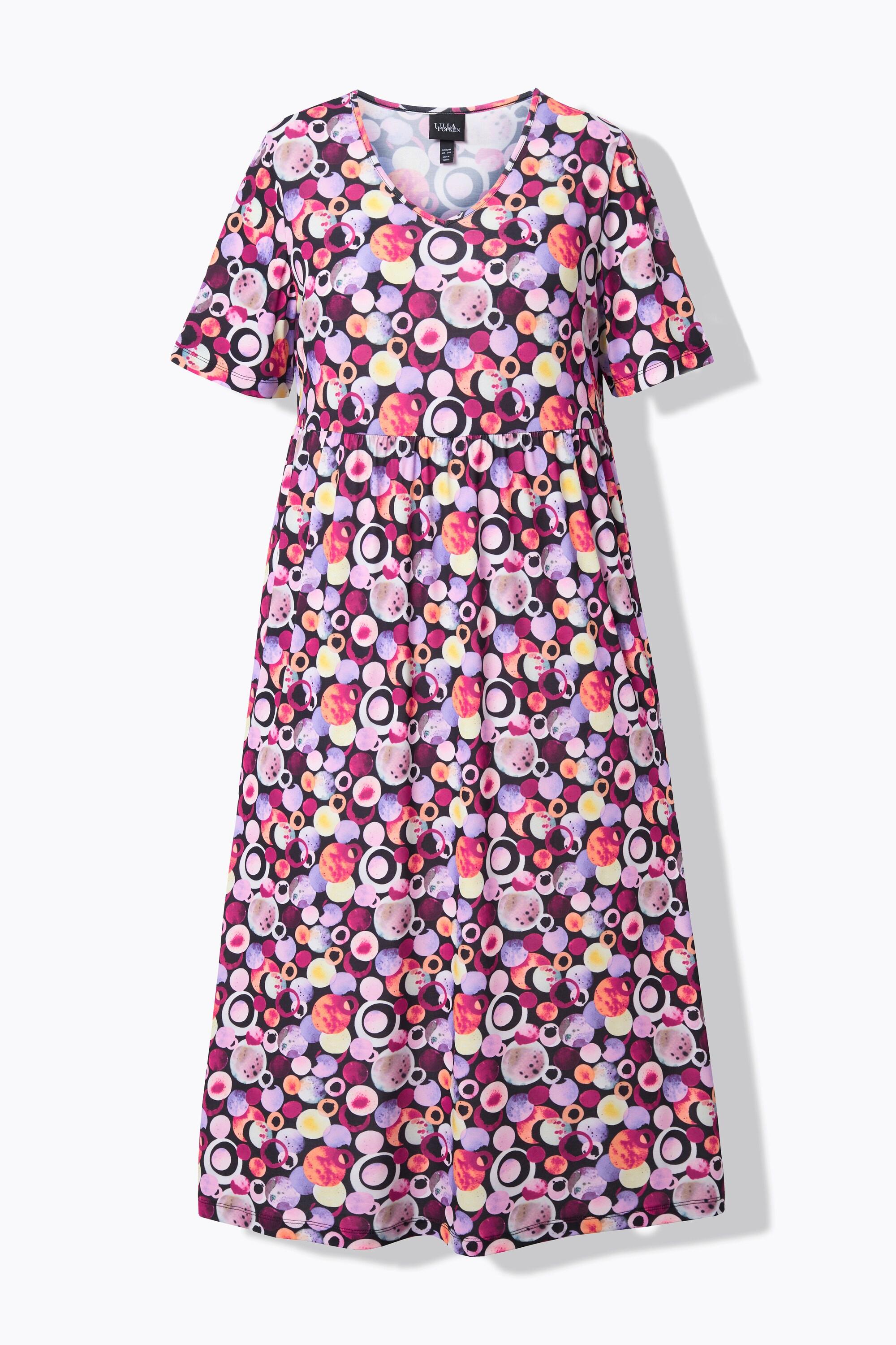 Ulla Popken Maxikleid A-Linie V-Ausschnitt Halbarm mit Taschen