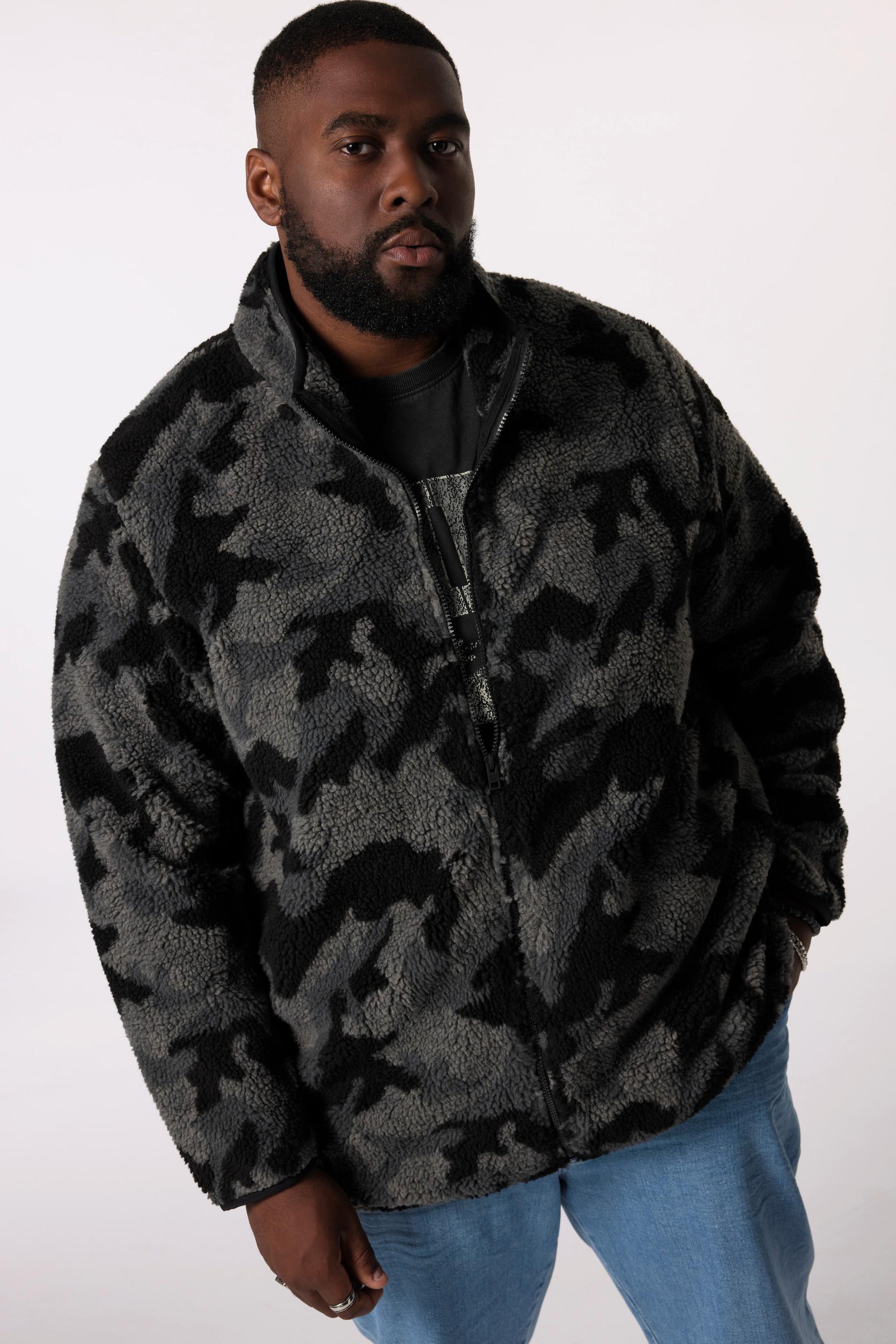 Sthuge Teddyjacke, Camouflage, Stehkragen