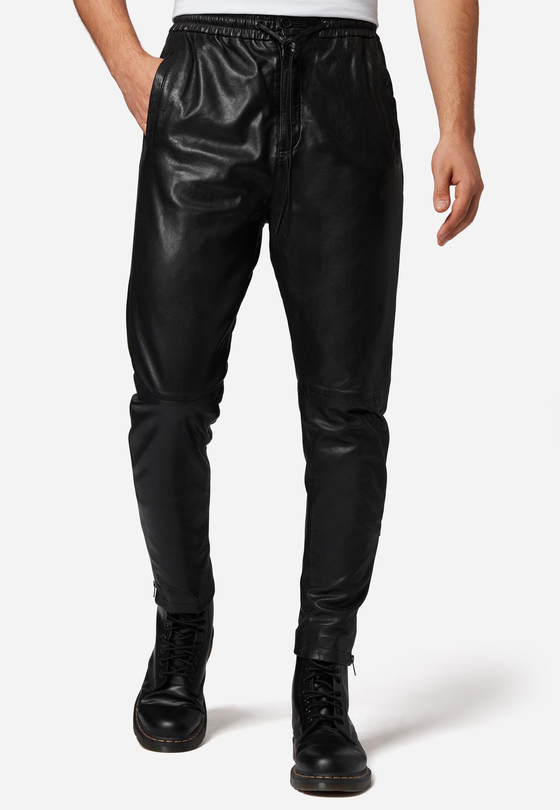 RICANO Mike Leder Jogg-Pant mit Reissverschluss am Beinabschluss