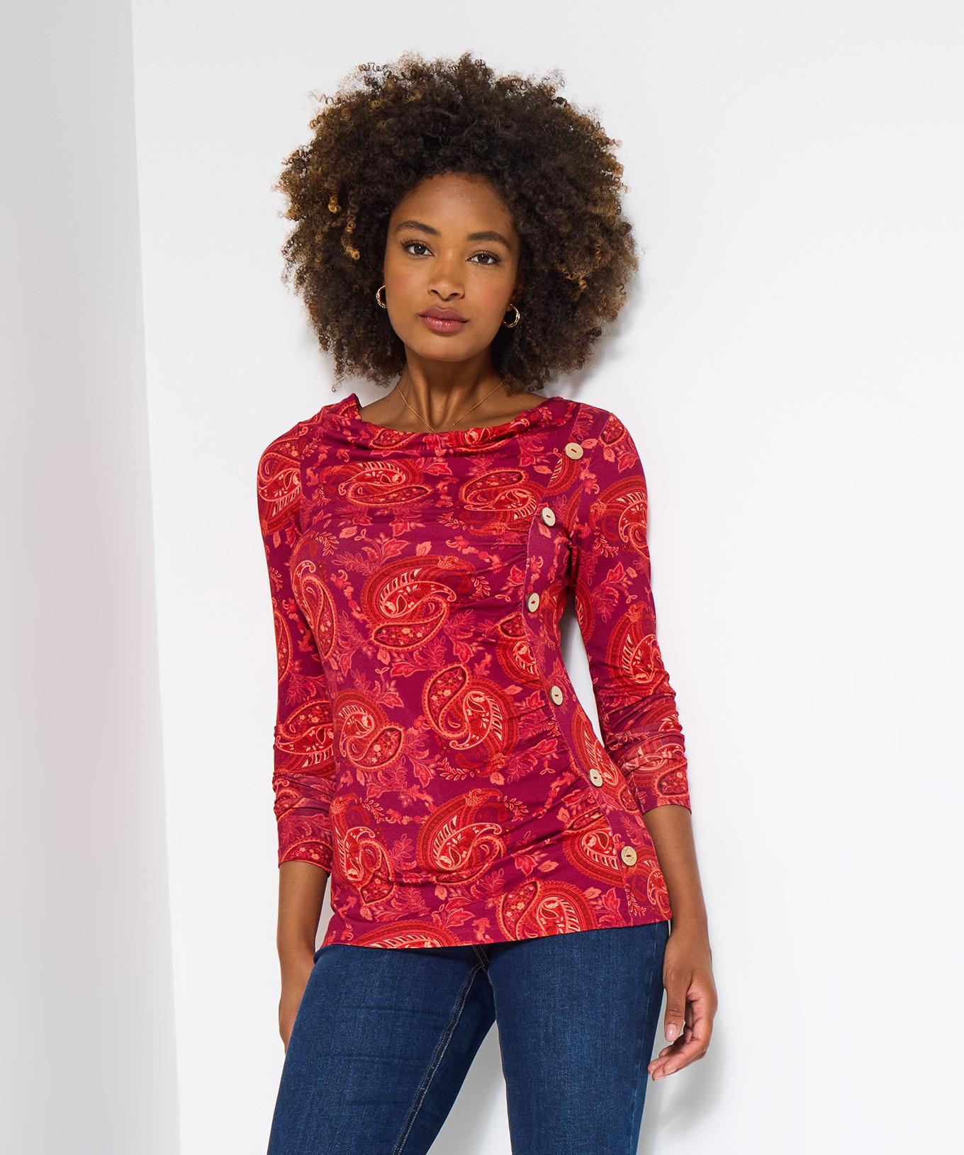 Joe Browns Langarmshirt mit Paisley-Print und Knopfdetails